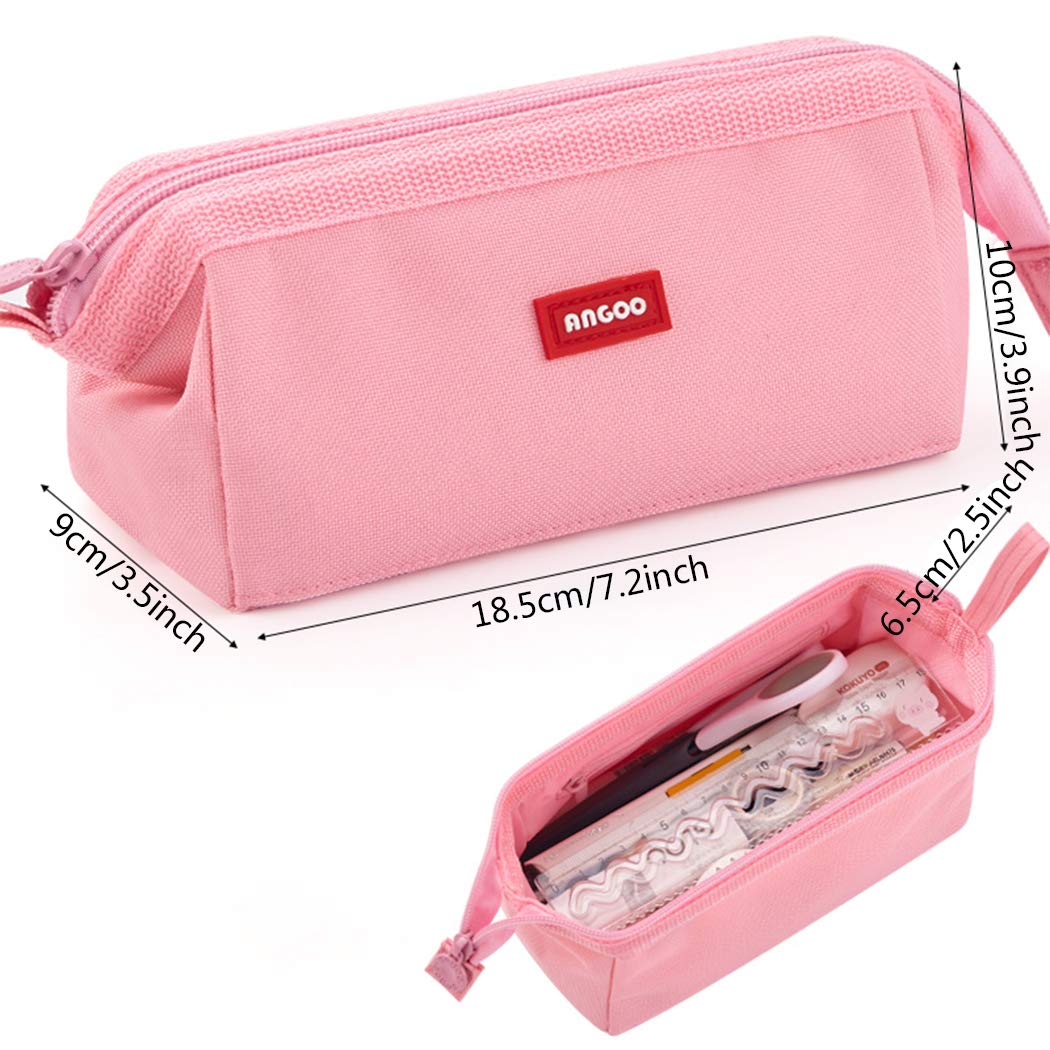 iSuperb Large Capacity Pencil Case - Portable Zipper Pencil Pouch Organizer for School, Office & Travel - Storage Bag for Pens, Cosmetics & Makeup (Pink) - Perfect for Students, Artists & Professionals