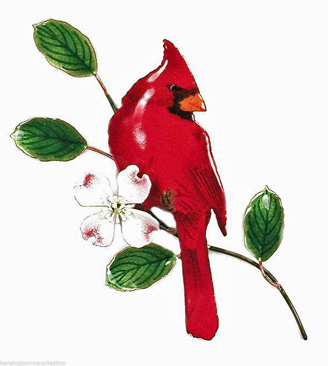 Male Cardinal on Dogwood Branch Metal Wall Sculpture - Handmade Bird Wall Art Decor for Living Room, Bedroom & Office