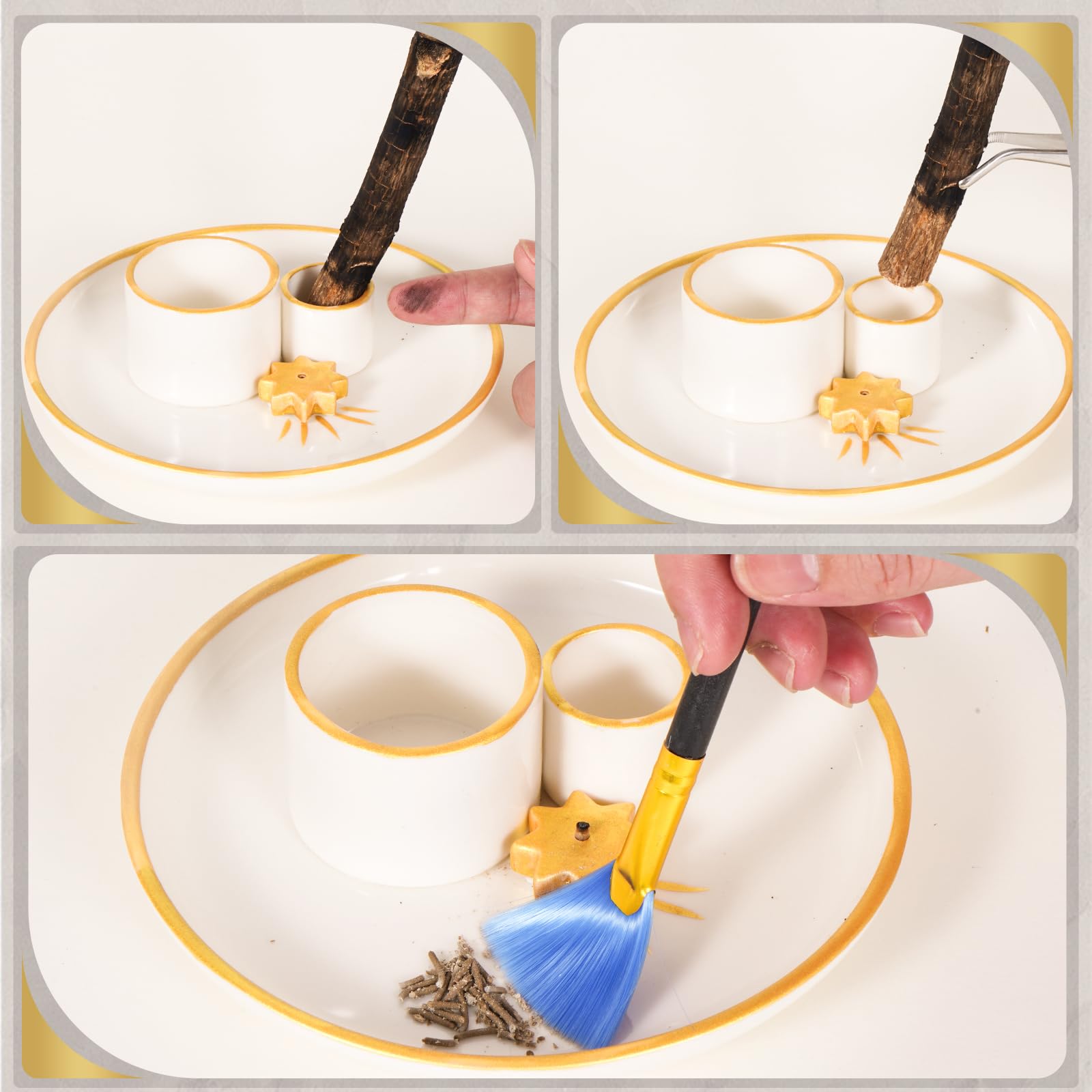5 in 1 Ceramic Incense Holder - Sage & Palo Santo Burner with Ash Catcher Tray for Meditation, Yoga & Smudging Rituals - Perfect for Home, Office & Spiritual Practices