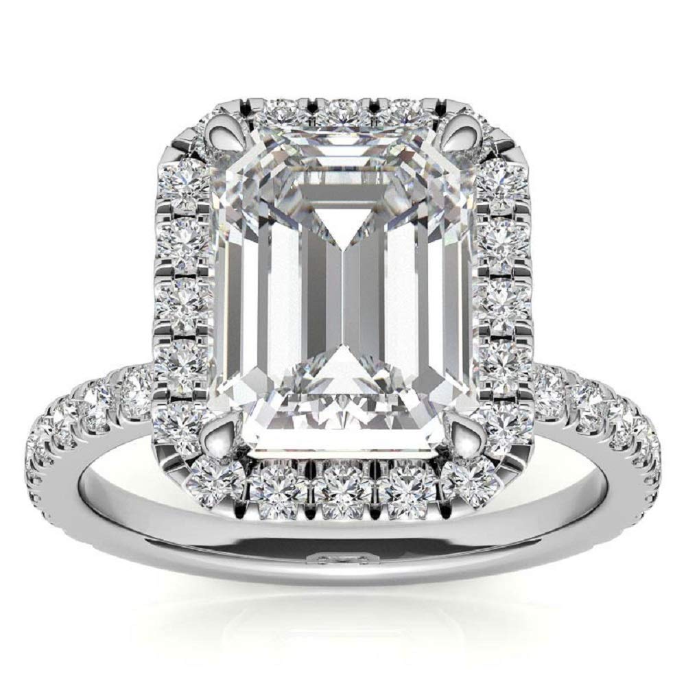 3 CT Emerald Cut Moissanite Engagement Ring - Vintage Solitaire Wedding Band with 4-Prong Setting in Sterling Silver - Anniversary, Promise Ring Gift for Her - Perfect for Proposals, Weddings & Special Occasions