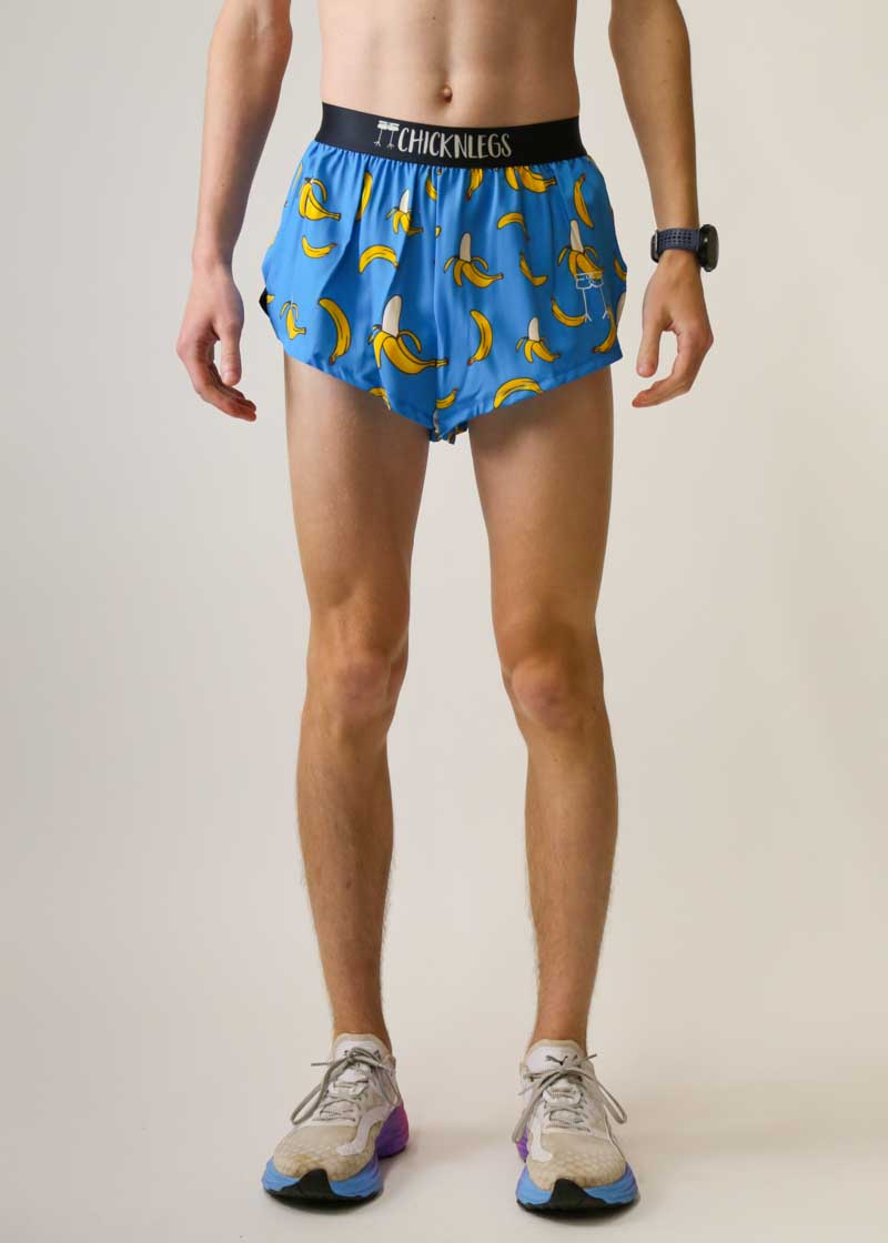 Men's Blue Banana Split Running Shorts - Lightweight & Breathable for Gym, Jogging & Workouts