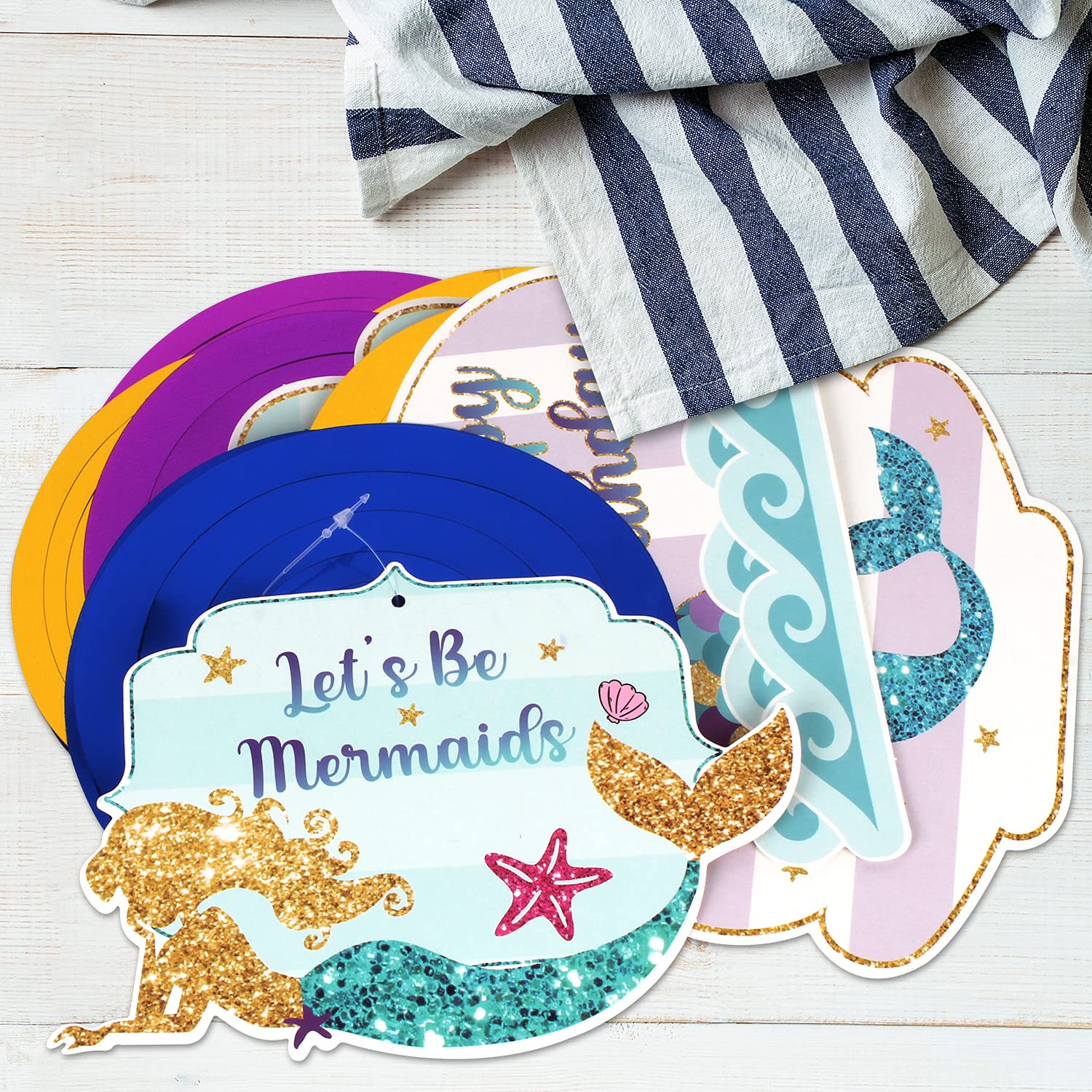 Mermaid Birthday Streamers - 12 Pcs Hanging Decor for Party Backdrop