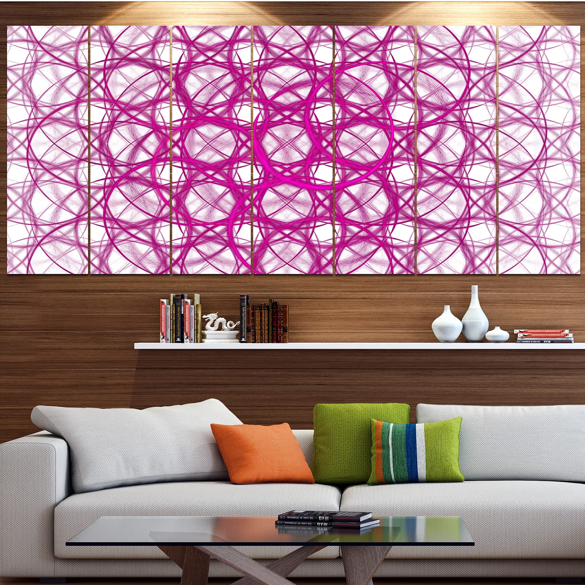 Abstract Pink Unusual Metal Grill Canvas Wall Art - 60