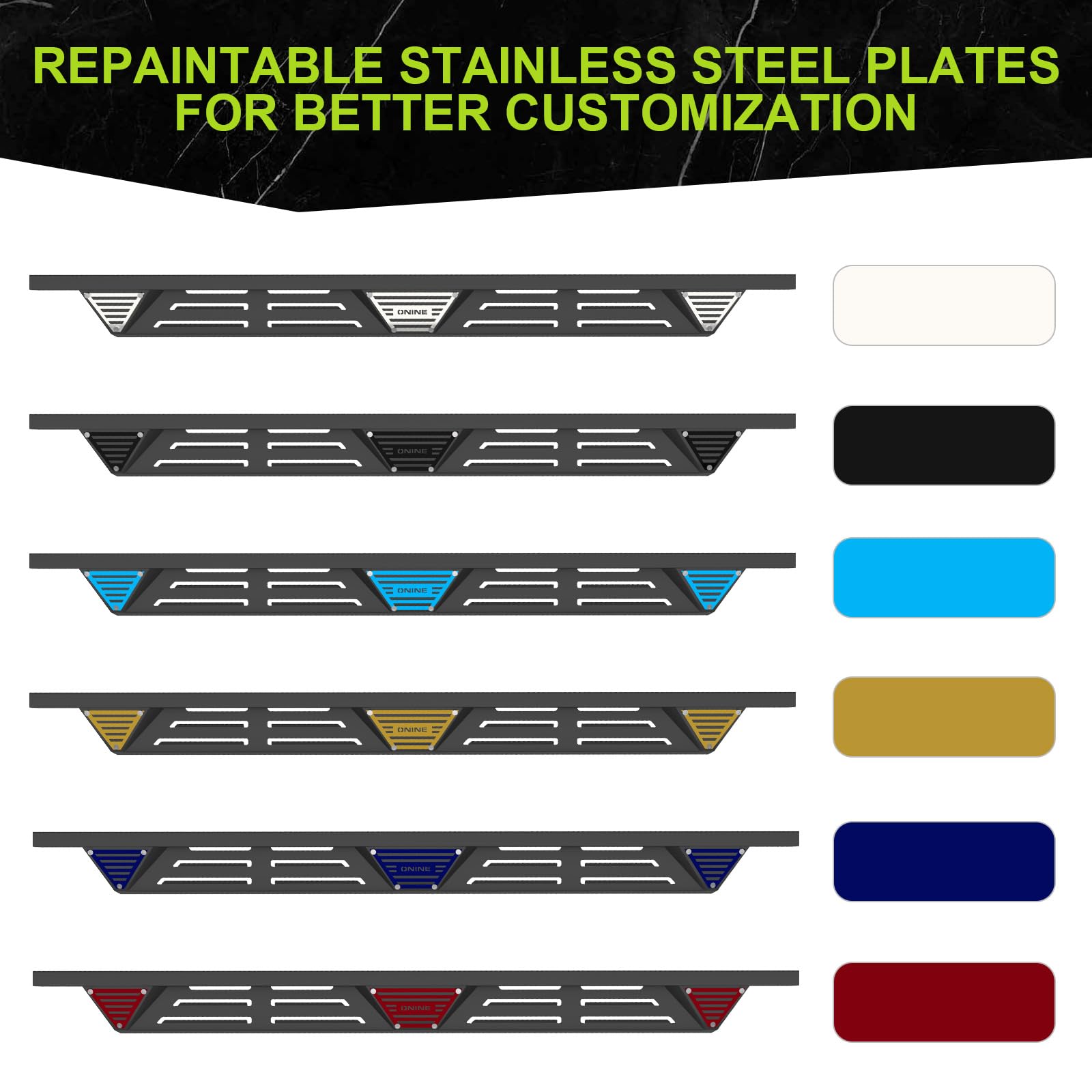 ONINE Running Boards for 2019-2025 Chevy Silverado/GMC Sierra 1500 & 2020-2025 Silverado/Sierra 2500HD 3500HD Crew Cab - Textured Black Drop Side Step Nerf Bar Rock Sliders | Off-Road Protection & Easy Access
