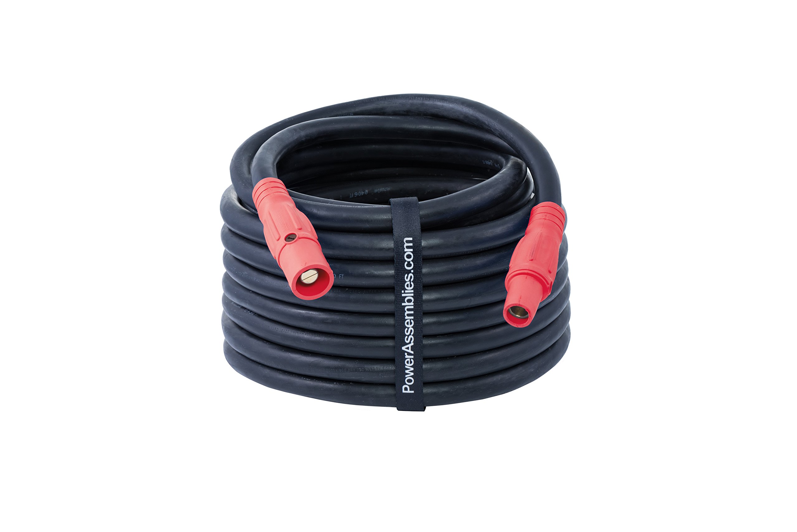 2 AWG Red Generator Power Cable - 190 Amp Rating, 25 ft Length with Male/Female Series 16 Camlocks - Heavy Duty Extension Cord for Construction Sites, Outdoor Events & Emergency Power Backup