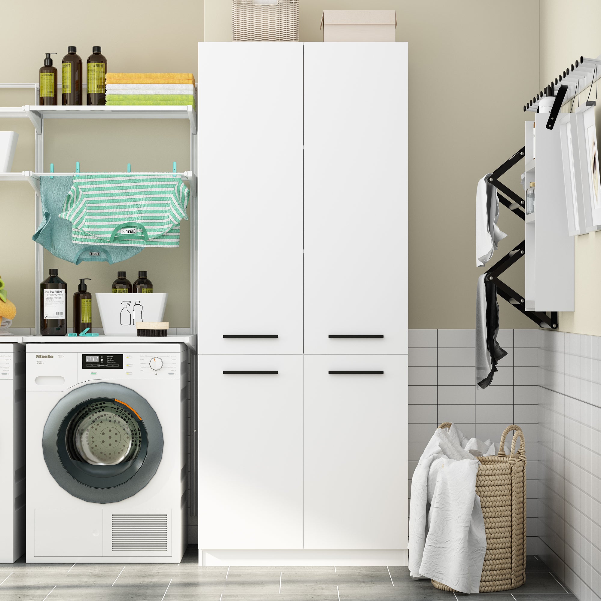 3-Tier Metal Bathroom Storage Cabinet with 2 Hampers - Space Saving Laundry Organizer for Towels, Toiletries & Dirty Clothes | Perfect for Small Bathrooms, Apartments & Dorm Rooms