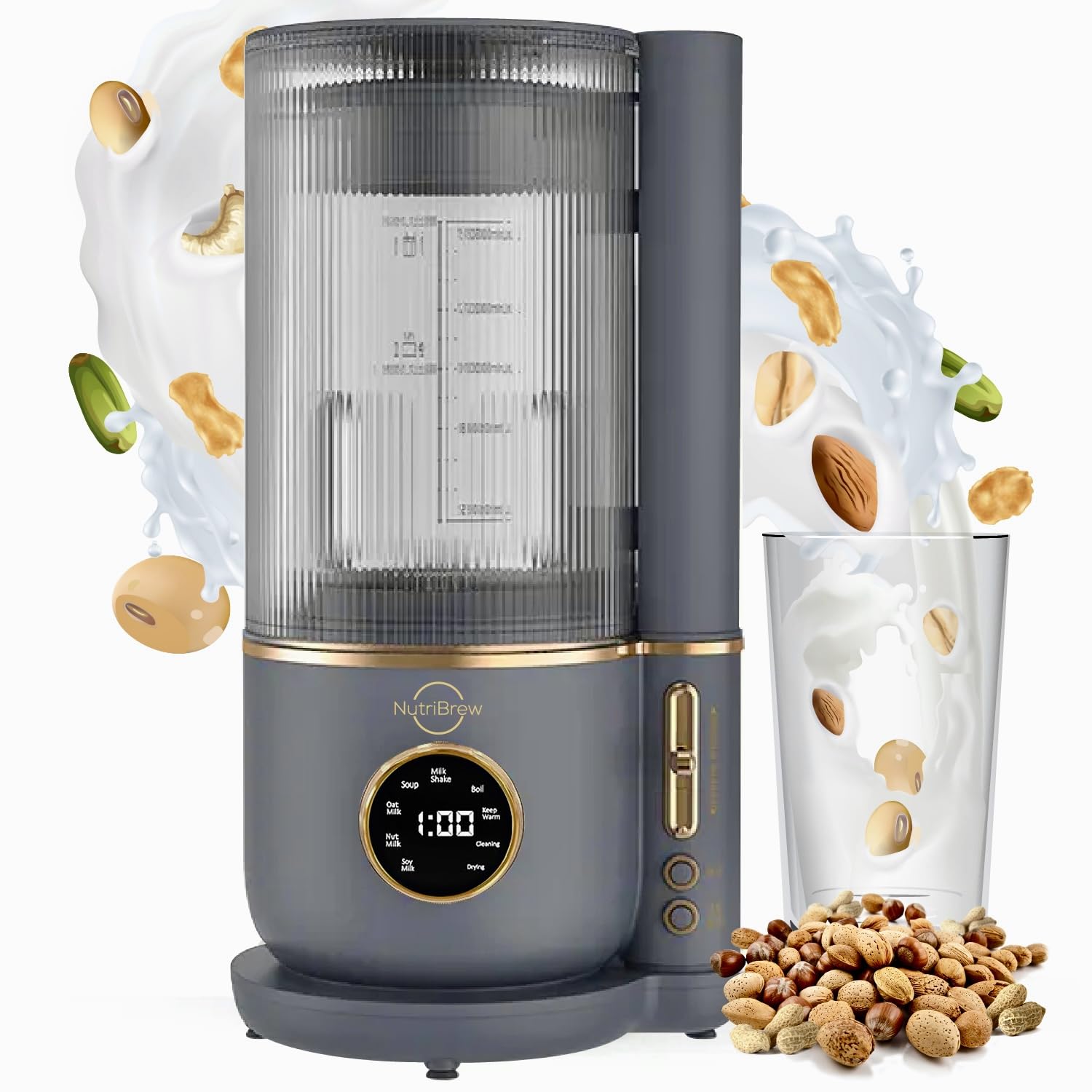 Best Nut Milk Maker Machine 50oz - Automatic 9-in-1 Plant-Based Milk Maker for Almond, Soy, Oat Milk - Quiet & Easy to Use - Perfect for Vegan, Keto, Paleo Diets - Great for Breakfast Smoothies & Healthy Drinks