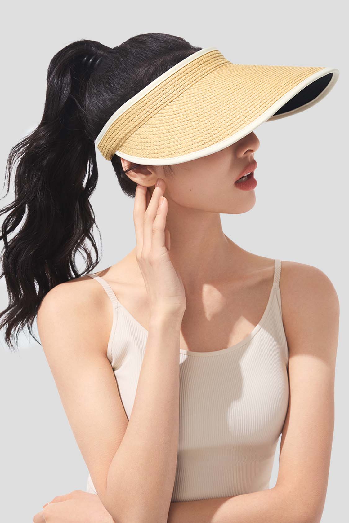 Guji Wide Brim Women's Sun Visor Hat UPF50+ for Outdoor Activities - Beach, Golf, Hiking & Gardening (BM569)