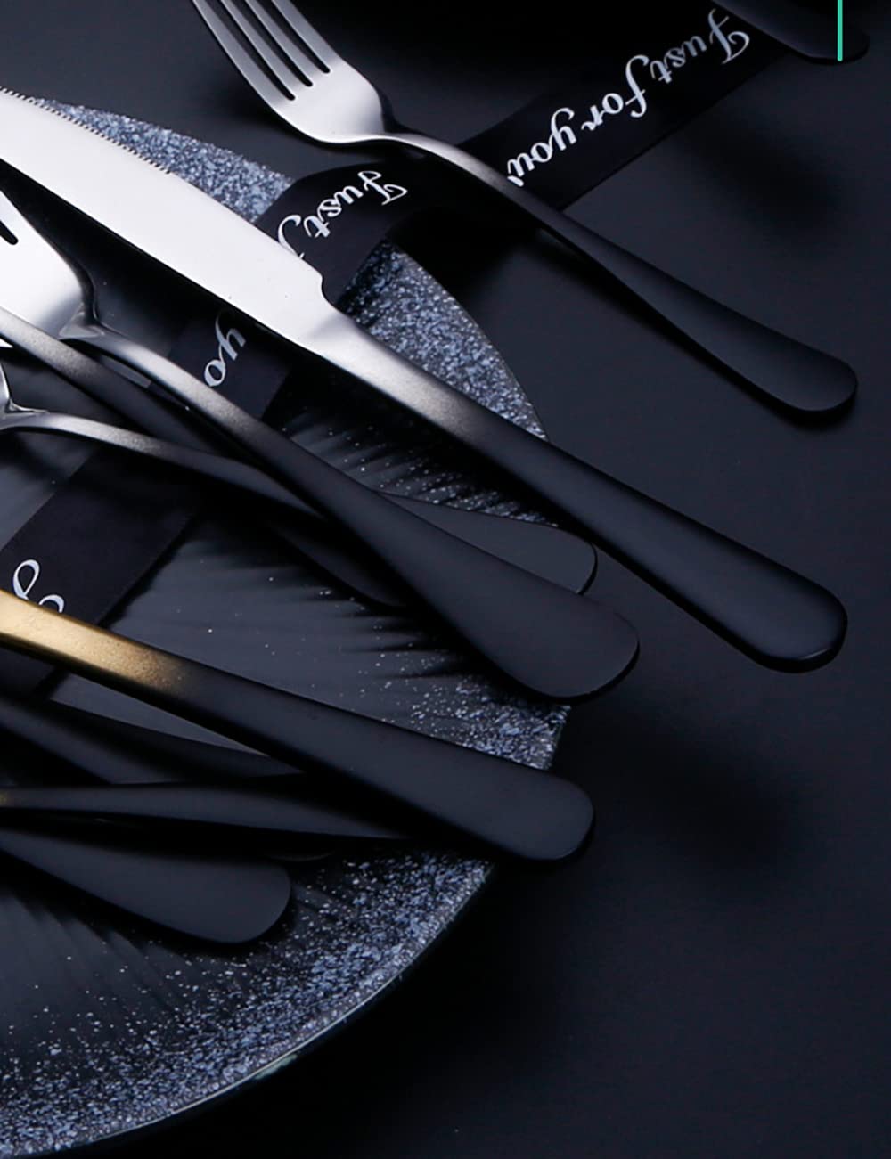 30-Piece Stainless Steel Flatware Set for 6 - Black Gradient Modern Silverware Cutlery Set with Dinner Forks | Dishwasher Safe | Perfect for Family Dinners, Weddings & Everyday Dining
