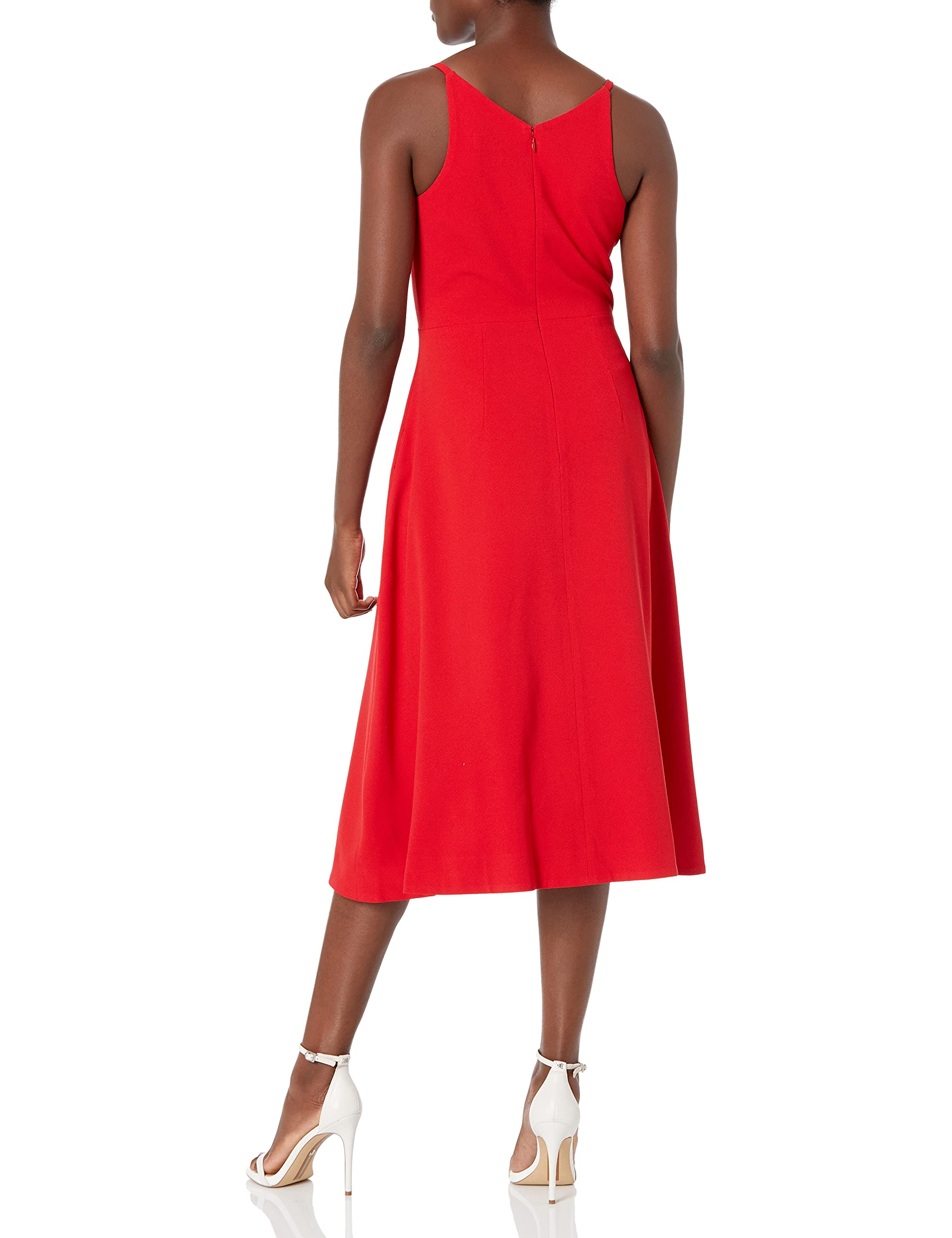 Dress the Population Women's Emily Sleeveless Fit & Flare Button Detail Midi Dress - Elegant Summer Cocktail Party & Wedding Guest Dress