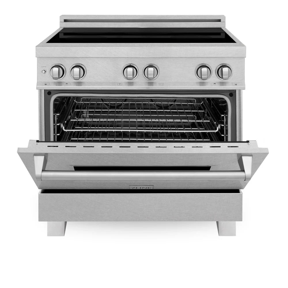 ZLINE 36 Inch 4.6 Cu. Ft. Induction Range with 5-Element Cooktop & Electric Oven - Fingerprint Resistant Stainless Steel (RAINDS SN 36) for Modern Kitchens & Professional Cooking