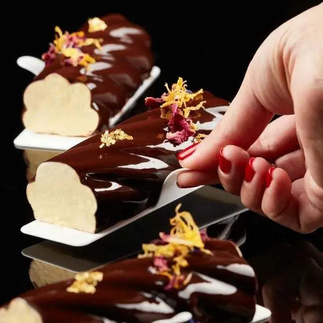 Single Serve Tray - Rectangular Black Serving Platter for Appetizers, Desserts & Party Snacks | Elegant Tableware for Weddings, Catering & Home Entertaining