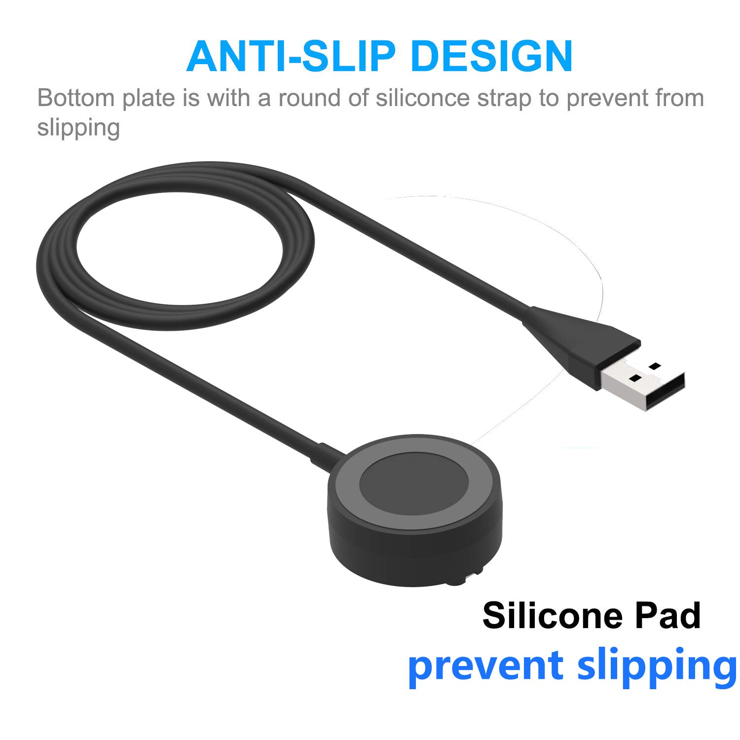 RuenTech Replacement Charger Cable for Garmin Vivoactive 4/4S/3/3 Music - USB Charging Dock for Smartwatches | Perfect for Home, Office, Travel & Outdoor Activities