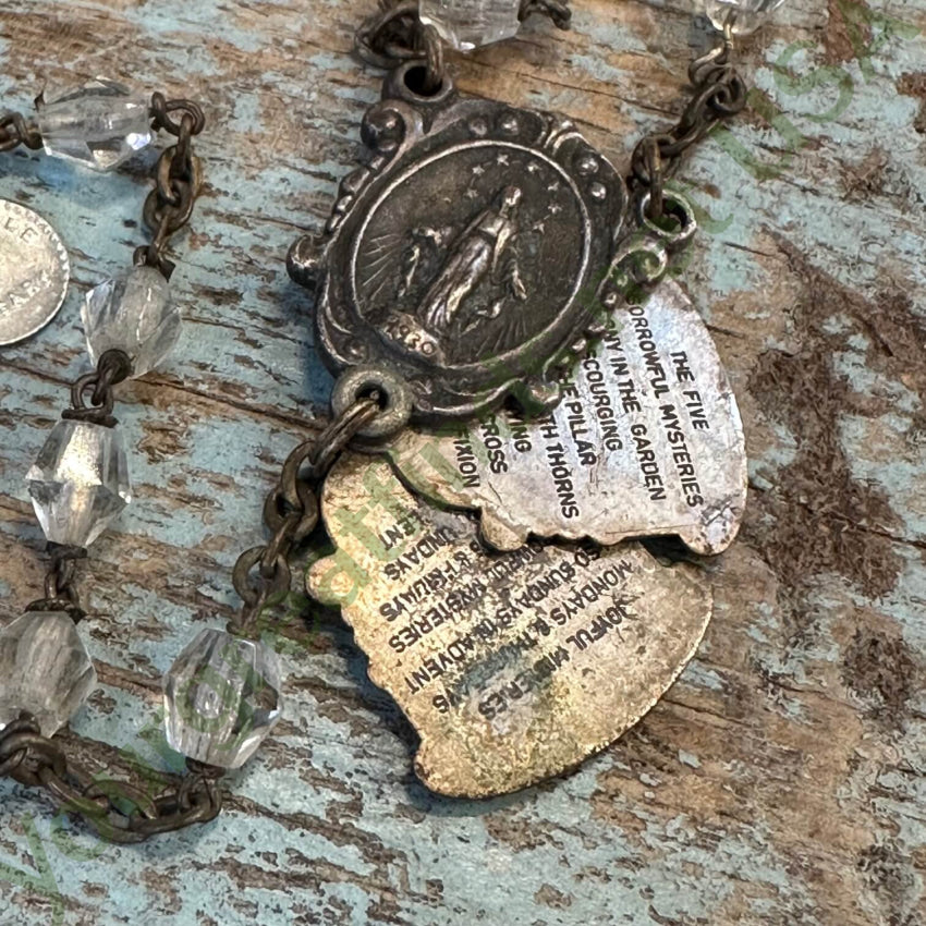 Vintage French Unbreakable Rosary with B.V.C. Glass Beads and Ebony Wood - Perfect for Prayer, Meditation, and Catholic Devotional Use