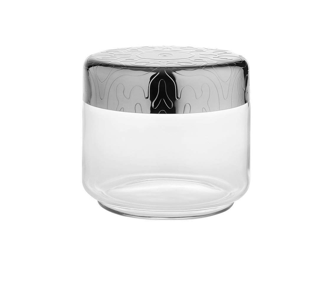 Alessi LC07/Vet Glass Kitchen Canister - Clear Airtight Food Storage Container for Sugar, Coffee, Tea, Flour & Spices - Perfect for Pantry Organization & Countertop Display