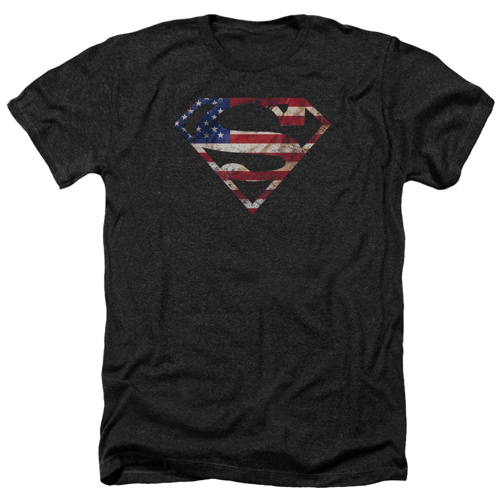 Superman Super Patriot Men's Heather Shirt - Black XL Size | Comfortable Graphic Tee for Casual Wear & Superhero Fans