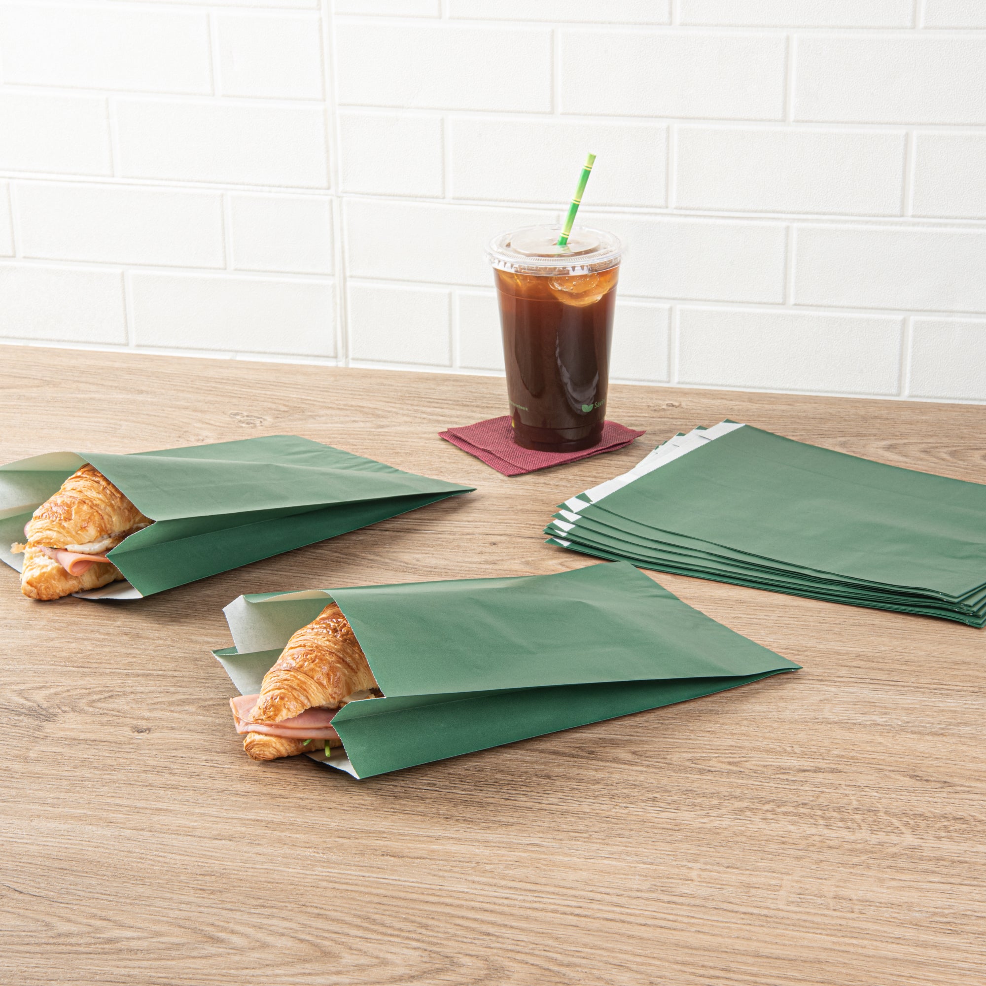 Eco-Friendly Forest Green French Fry & Snack Bags - 7x3x11 Inches, 100 Count Bulk Pack - Perfect for Fast Food, Movie Nights & Party Snacks