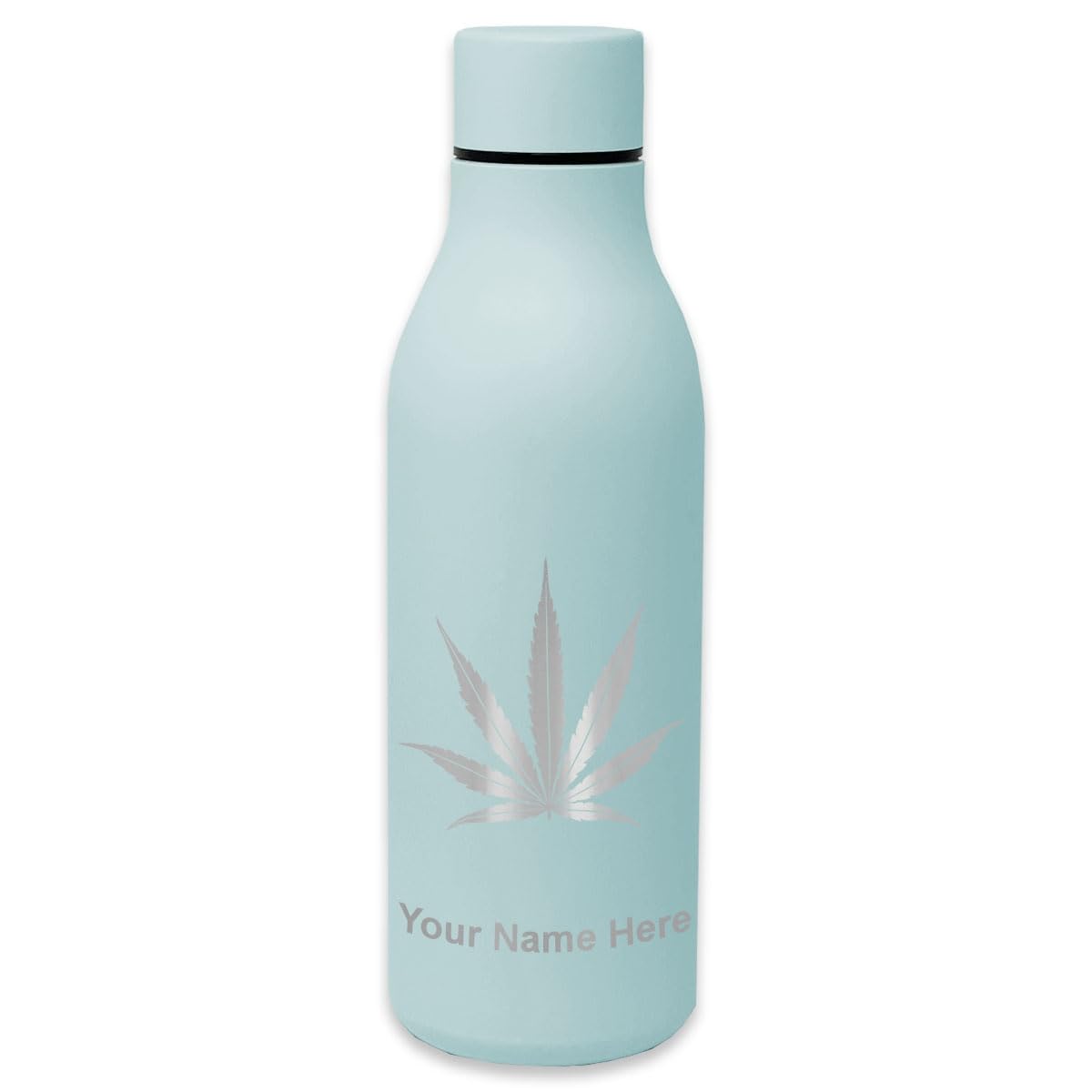 LaserGram Double Wall Insulated Stainless Steel Water Bottle with Marijuana Leaf Design - Custom Engraved Personalized Gift for Stoners & Cannabis Lovers - Perfect for Hiking, Gym & Outdoor Activities