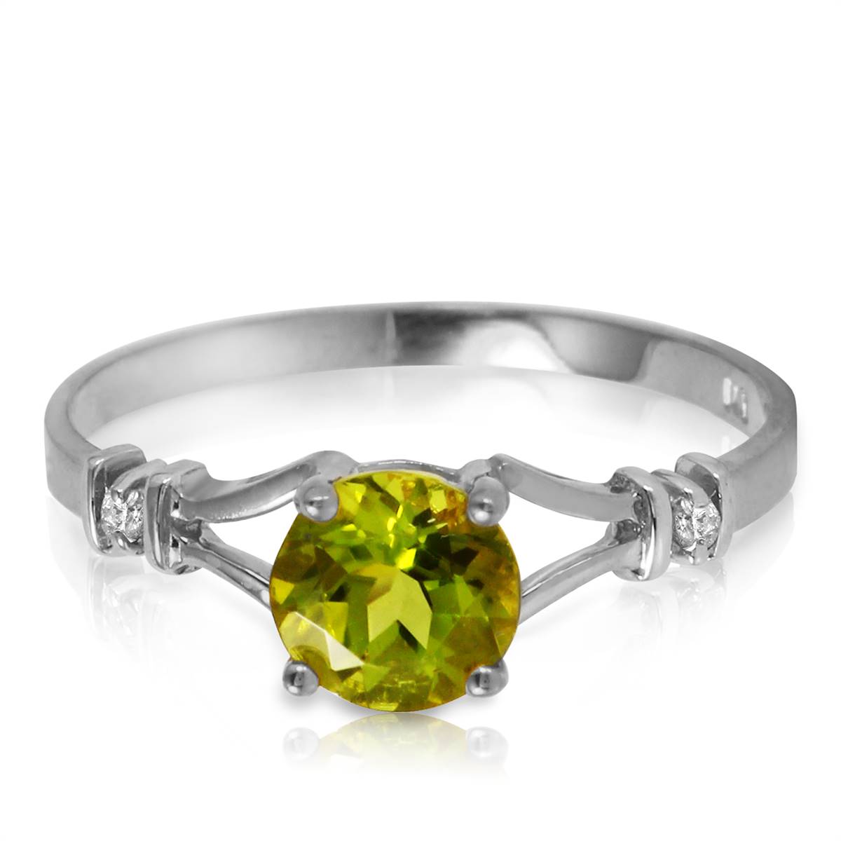 0.87 Carat 14K Solid White Gold Mozart Music Peridot Diamond Ring - Elegant Birthstone Jewelry for Women, Perfect Gift for Musicians, Anniversary & Special Occasions