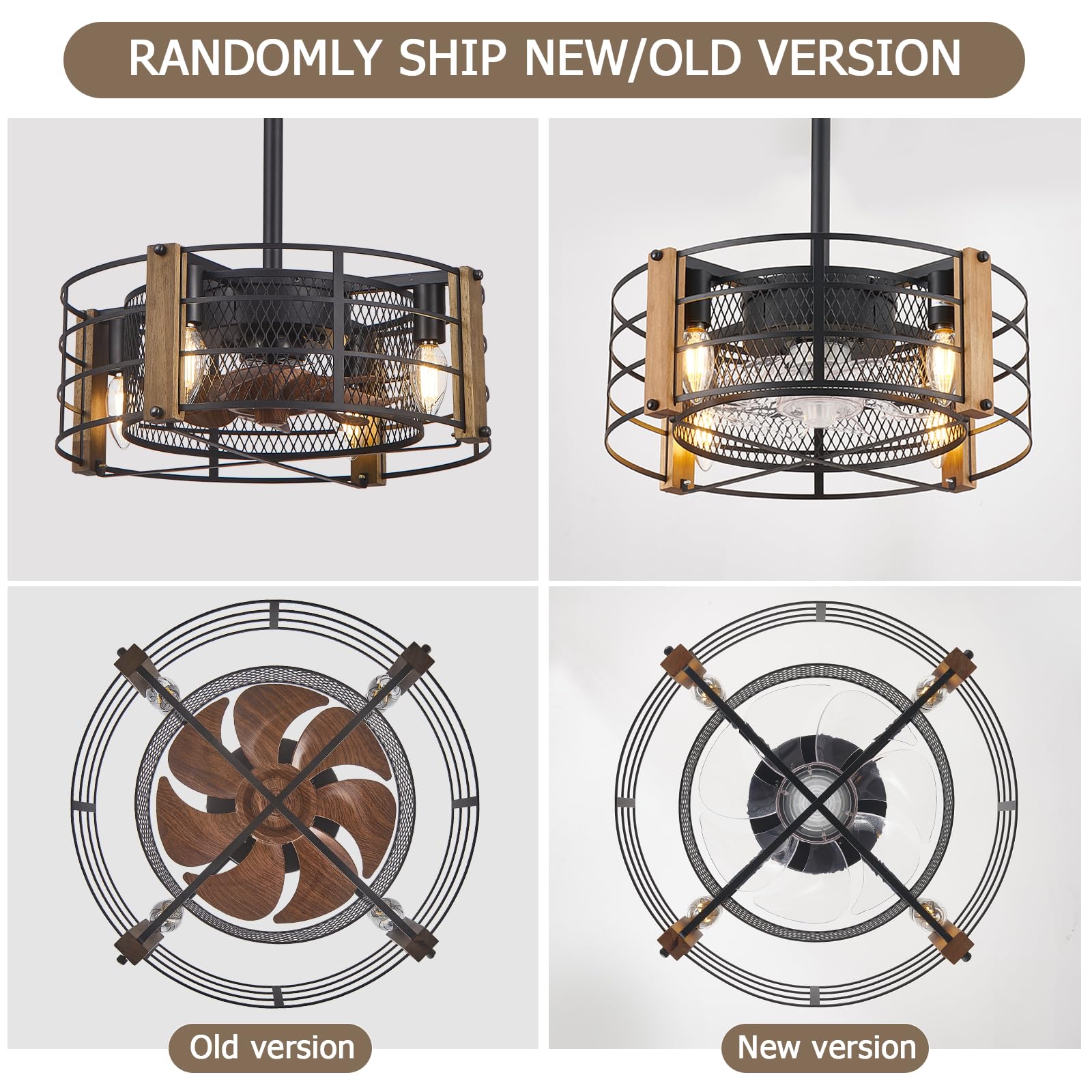Farmhouse Ceiling Fan with Lights and Remote Control - 17 Inch Rustic Cage Ceiling Fan for Bedroom, Living Room, Dining Room & Kitchen - Perfect for Home, Office and Indoor Spaces