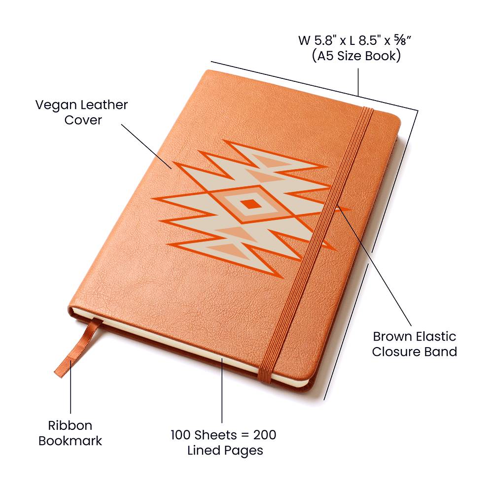 Vegan Leather Journal with Southwestern Motif - Handmade Leather Bound Notebook for Writing, Sketching & Travel Journaling - Perfect Gift for Writers & Artists