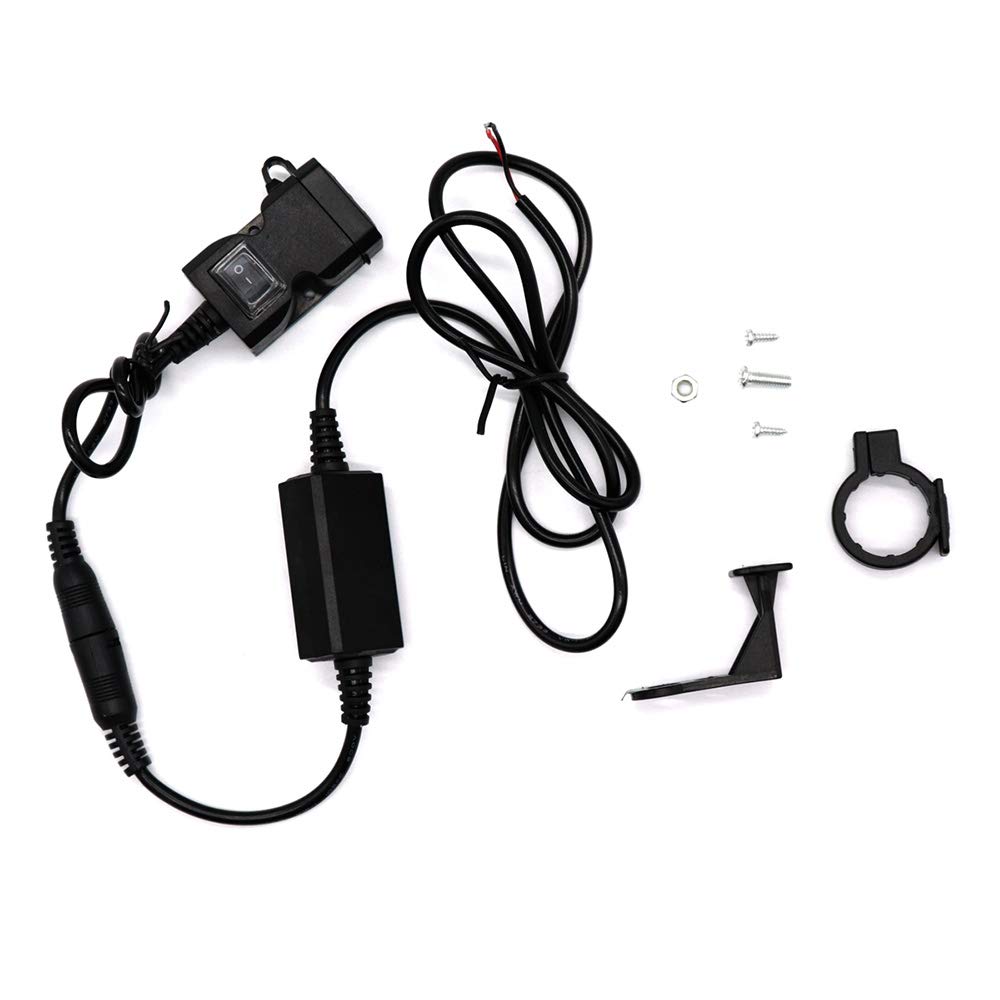 GoolRC Motorcycle Handlebar Dual USB Charger Kit 12V-24V Waterproof Phone Charger Socket for Smartphones & Tablets - Perfect for Adventure Riding, Touring and Long Distance Motorcycle Trips