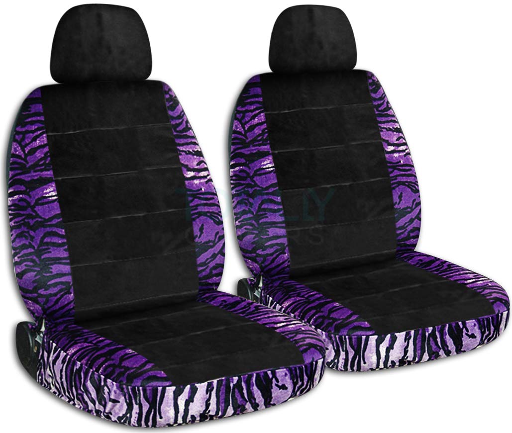 Premium Purple Snow Tiger Print Car Seat Covers - Universal Fit for Cars, Trucks, Vans, SUVs & RVs - Includes 2 Separate Headrest Covers (30 Unique Designs) - Perfect for Pet Owners & Adventure Enthusiasts