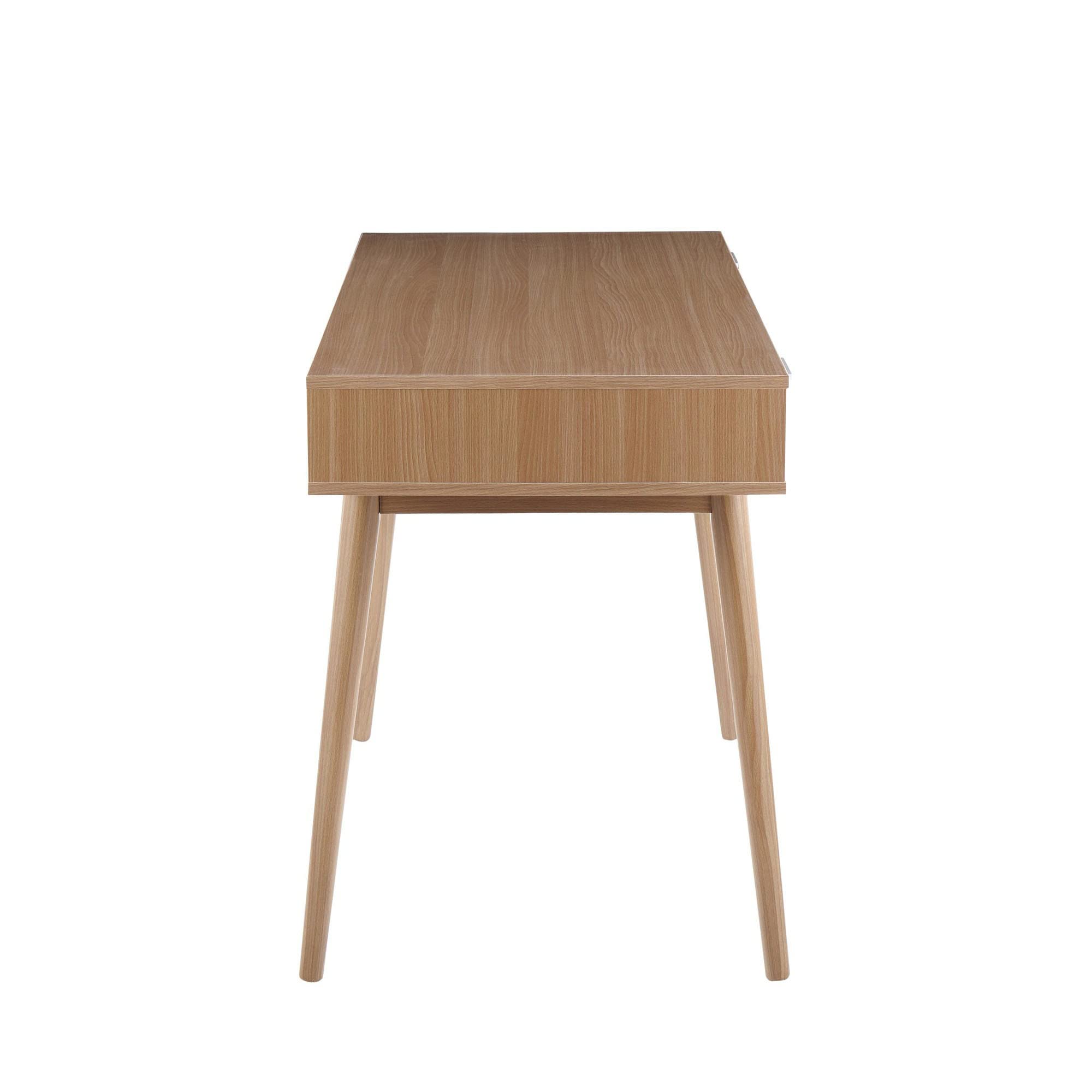 LumiSource Pebble Double Desk - Modern Home Office & Computer Desk with Drawers | Natural Wood & White Finish | Compact Bedroom & Gaming Desk for Small Spaces | Perfect for Remote Work, Study & Gaming Setup