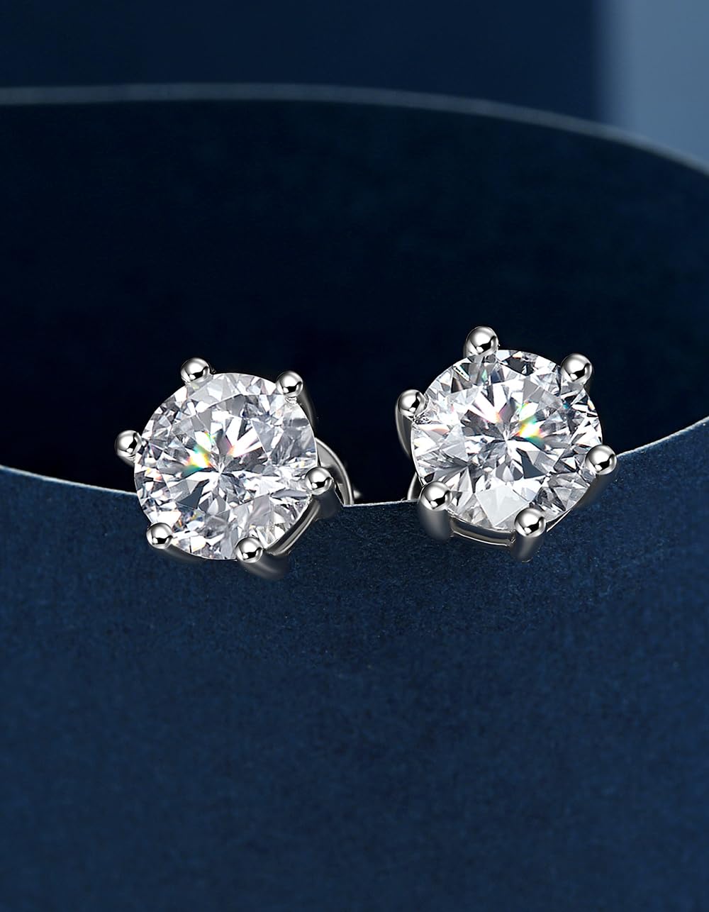 MomentWish Stud Earrings for Women - D Color VVS1 Simulated Diamond 925 Sterling Silver Solitaire Earrings | Perfect Birthday, Valentine's Day & Anniversary Gift | Elegant Everyday Wear & Special Occasion Jewelry