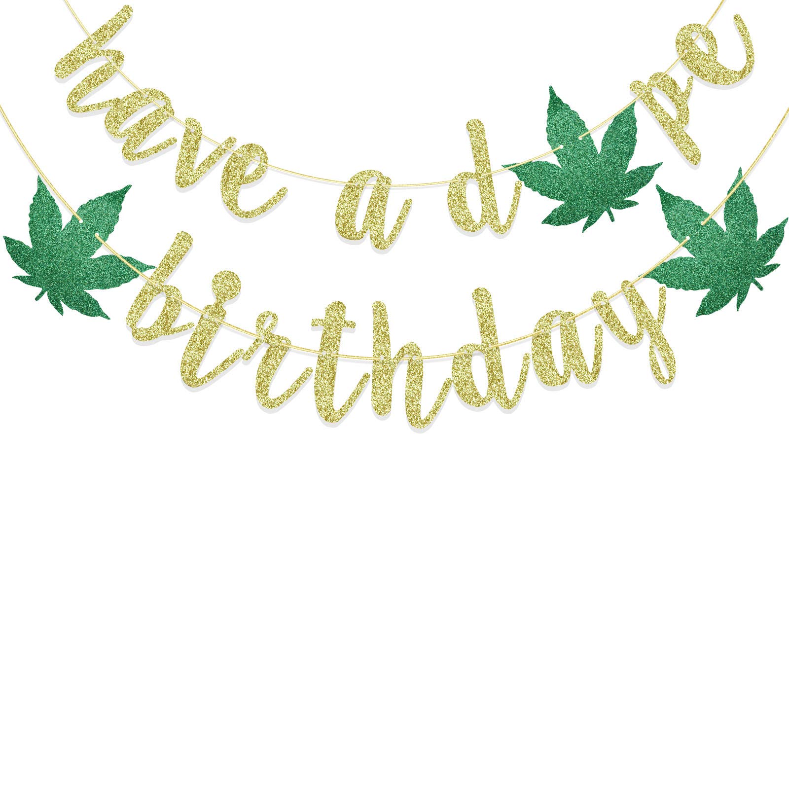 420 Birthday Banner - Weed Leaf Theme Party Decor with Glitter Flakes for 21st Birthday, Cannabis Celebration Supplies | Perfect for Stoner Parties, 420 Events & Themed Gatherings