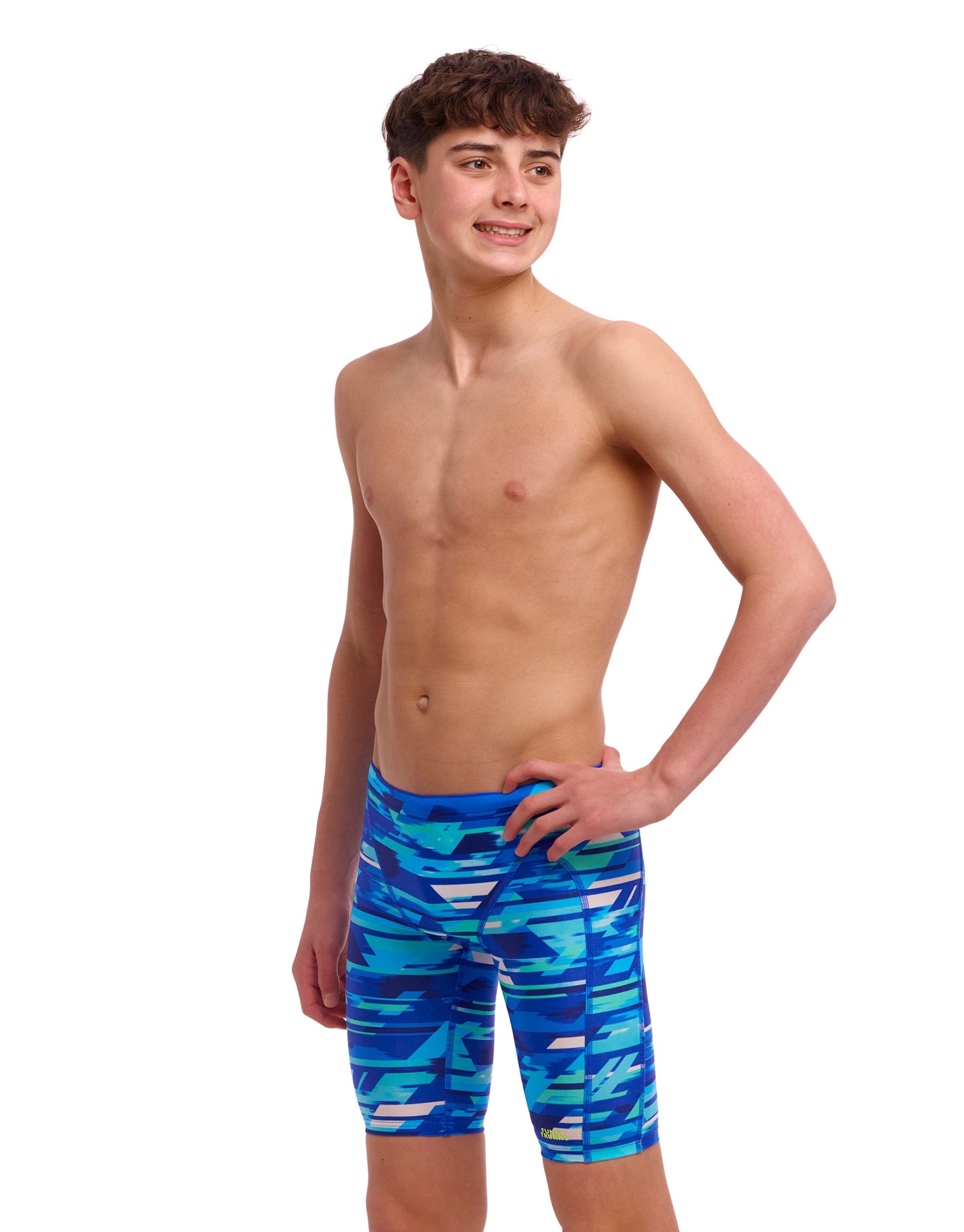 Boys Swim Training Jammer - Blue Racing Swimwear for Competitive Swimming Practice & Swim Team Workouts