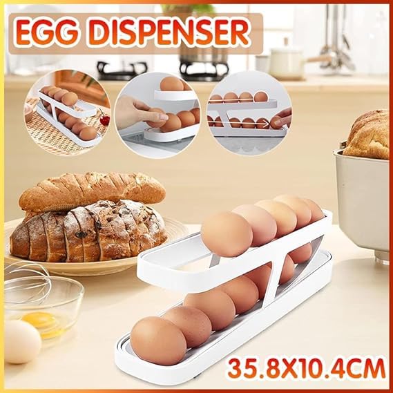 REETIK FASHION HUB Refrigerator Egg Holder - 1PC Space Saving Rolling Egg Storage Container & Dispenser for Fridge - Perfect for Kitchen Organization & Fresh Egg Storage