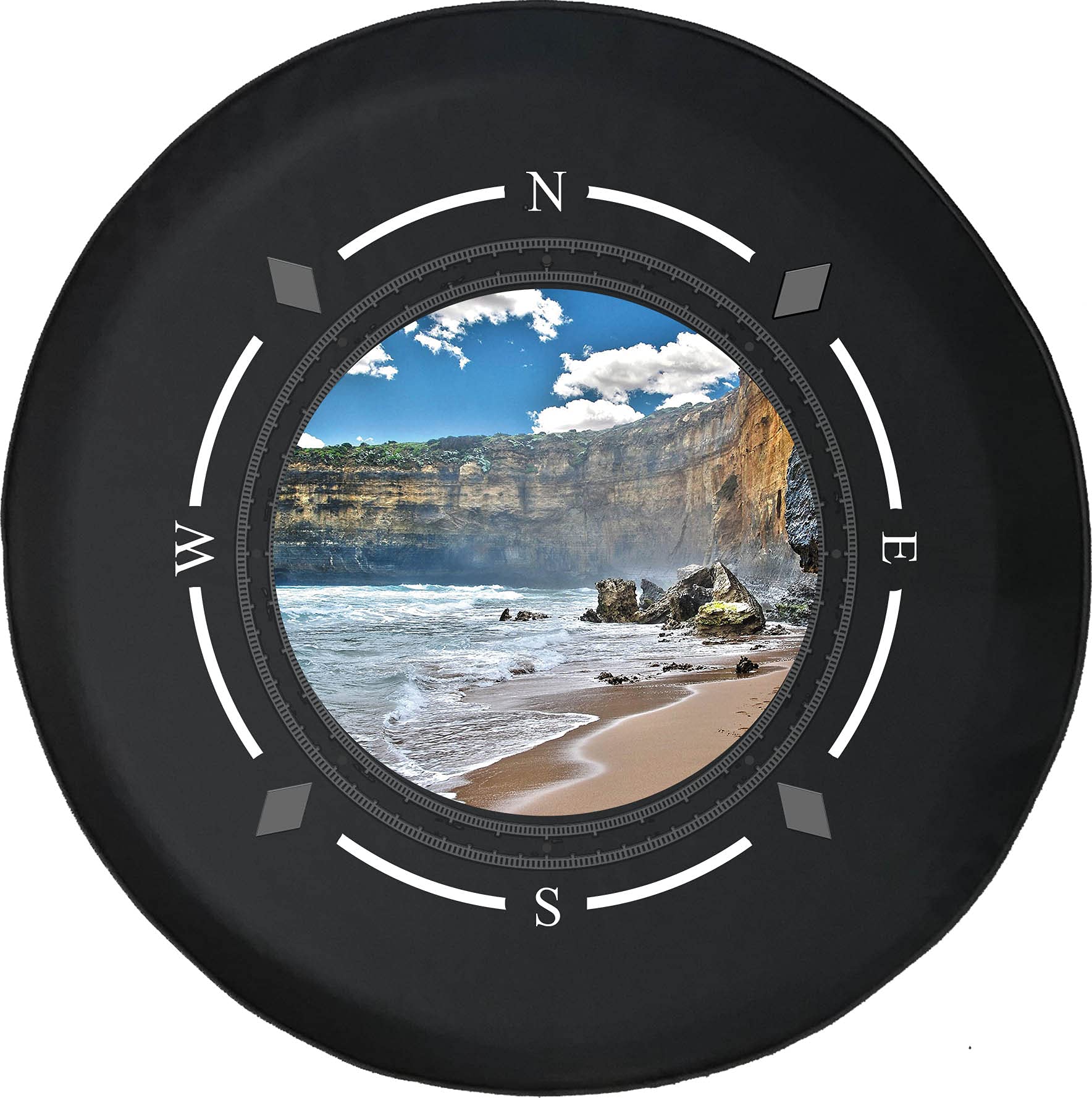 American Unlimited Spare Tire Cover with Compass & Horseshoe Design - Waterproof SUV, Trailer & RV Wheel Cover for Off-Road Adventures, Beach Trips & Camping