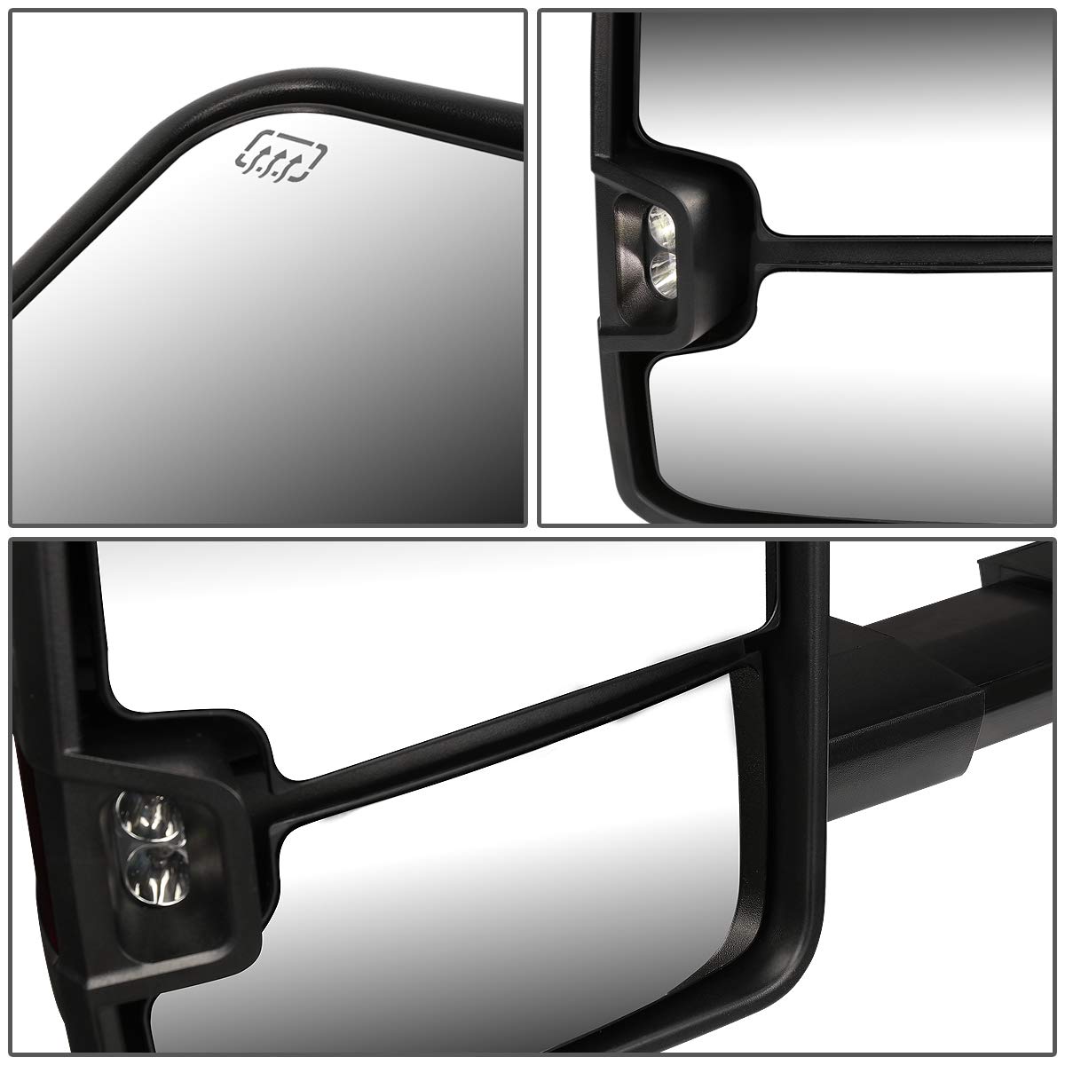 DNA Motoring TWM-030-T888-BK-SM Pair of Powered Heated Foldable Towing Side Mirrors with Turn Signal - Replacement for 1999-2002 Chevy Silverado/GMC Sierra, 2000-2002 Tahoe/Suburban/Yukon - Perfect for Towing, Winter Driving & Enhanced Visibility