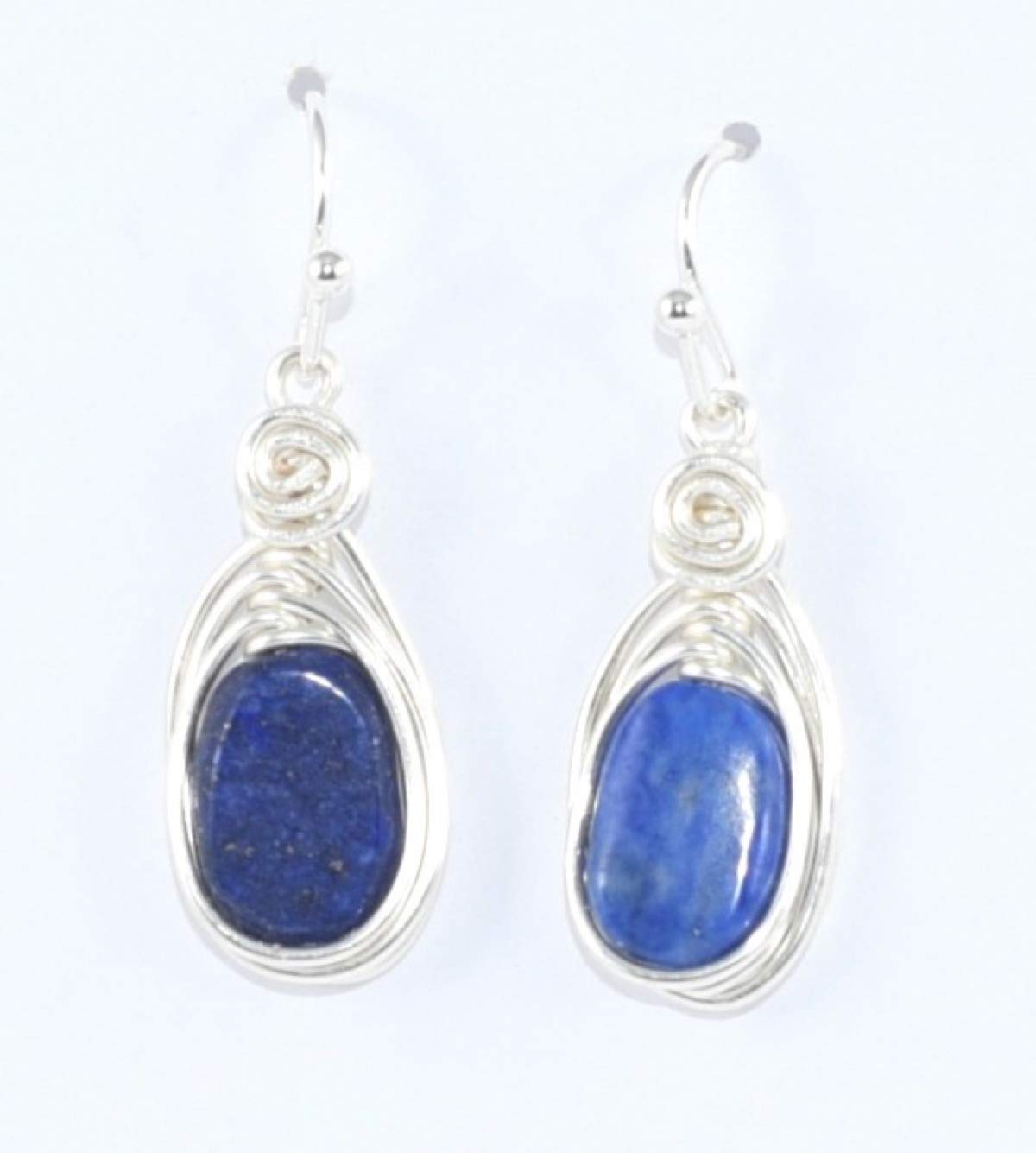 Natural Lapis Lazuli Earrings for Women - Genuine Cobalt Blue Drop Earrings with Silver Wire Wrapped Stone, Handmade Lapis Lazuli Jewelry - Perfect Gift for Birthday, Anniversary & Special Occasions