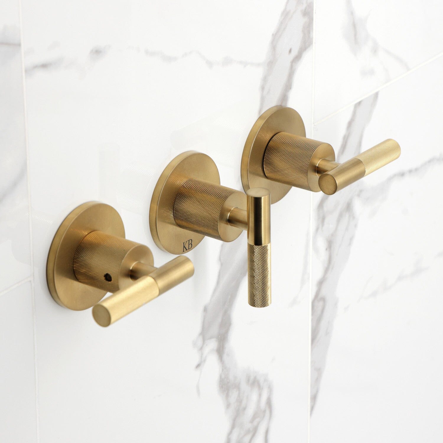 Convergent Triple Handle Tub and Shower Faucet with Knurled Handle - Premium Bathroom Fixture for Modern Homes & Spa-Like Experience