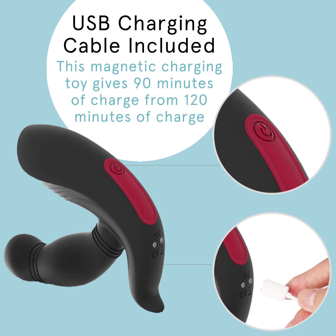 Premium Large Base Prostate Massager for Men - Black Silicone Design with 9 Powerful Vibration Modes | USB Rechargeable & Waterproof Anal Stimulator | Perfect for Solo Play, Couples Use & Stress Relief