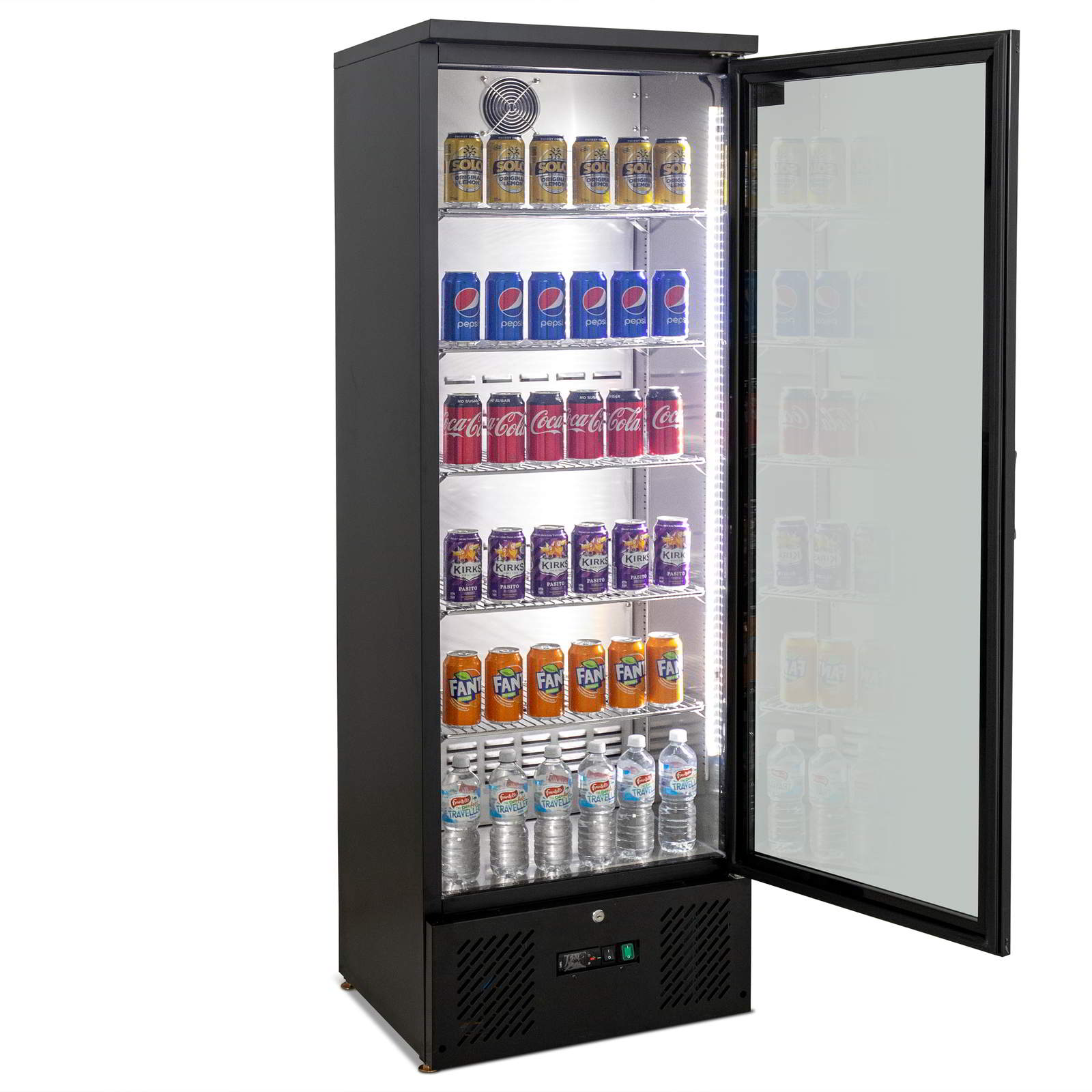 AG 300L Upright Glass Door Display Refrigerator - Commercial Backbar Fridge for Bars, Restaurants & Cafes - Energy Efficient Black Beverage Cooler - Perfect for Storing Drinks, Wine & Snacks