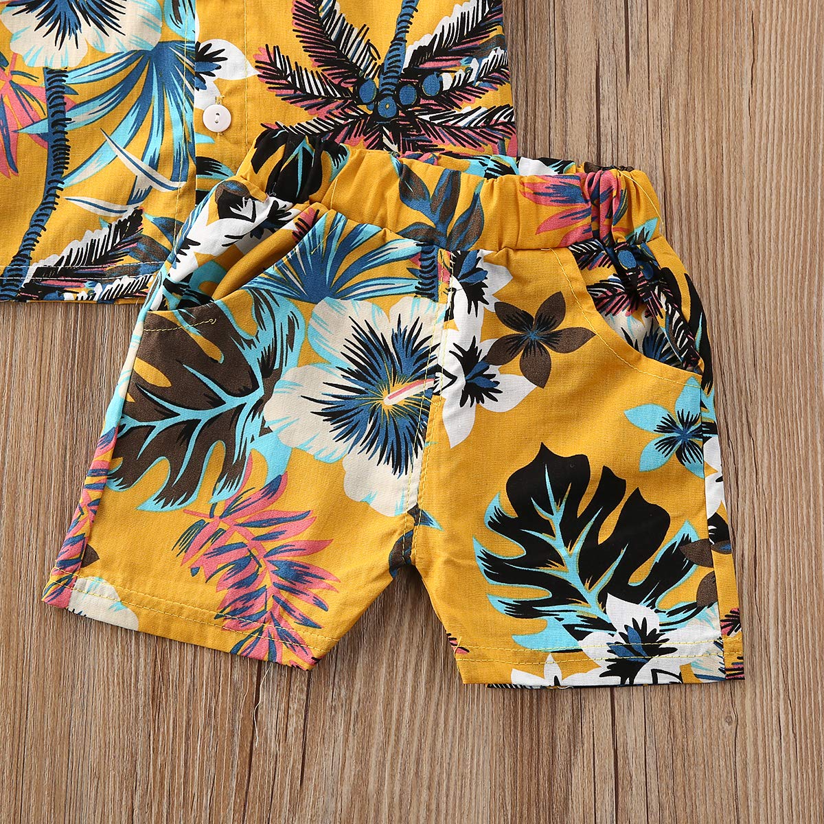 Boys Summer Shorts Set - Floral Shirt & Bermuda Shorts for Toddlers - Beach & Play Outfits