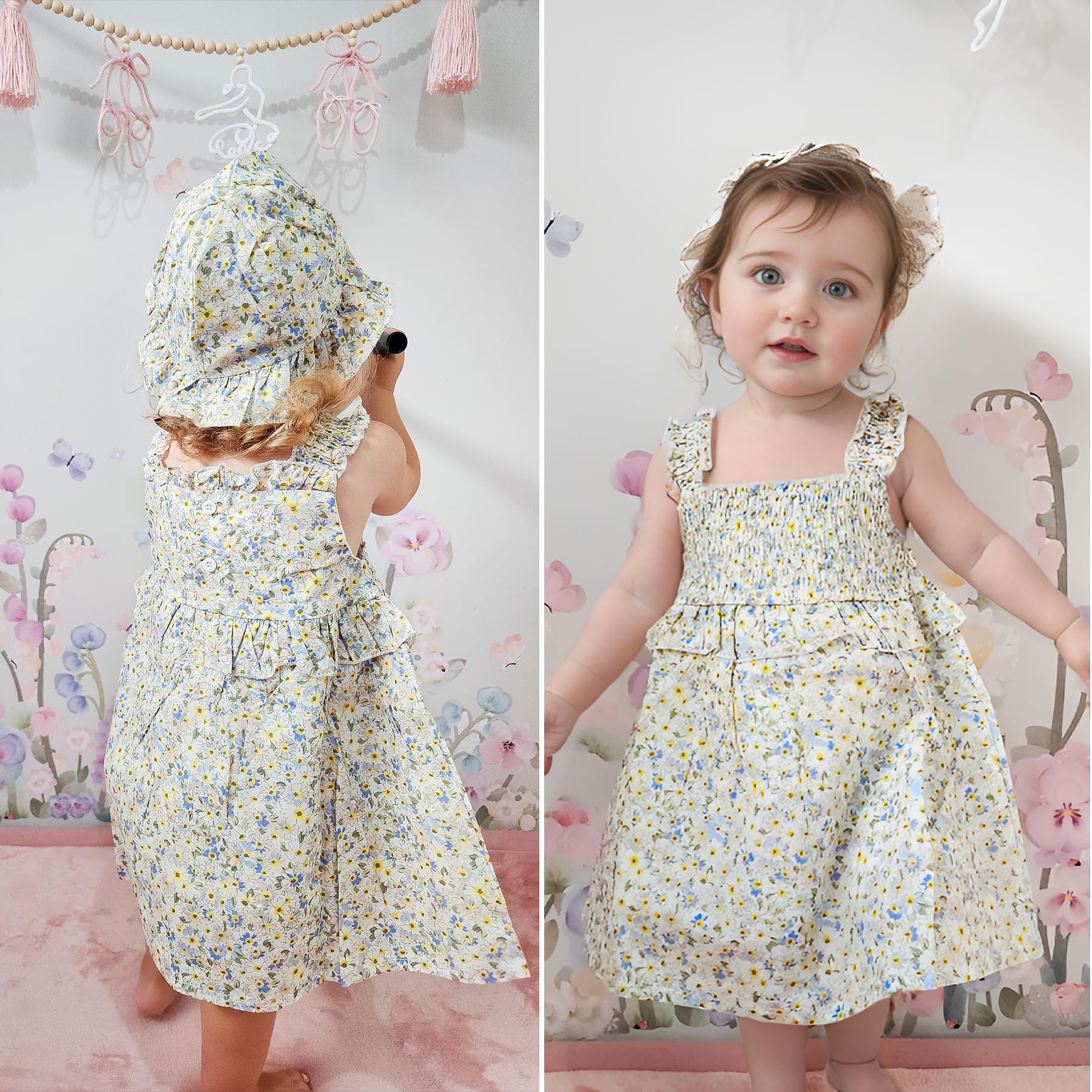 Simplee Kids Spaghetti Strap Dress for Toddler Girls - Floral Sleeveless Summer Dress for Ages 2-9 Years | Perfect for Beach, Birthday Parties & Outdoor Play