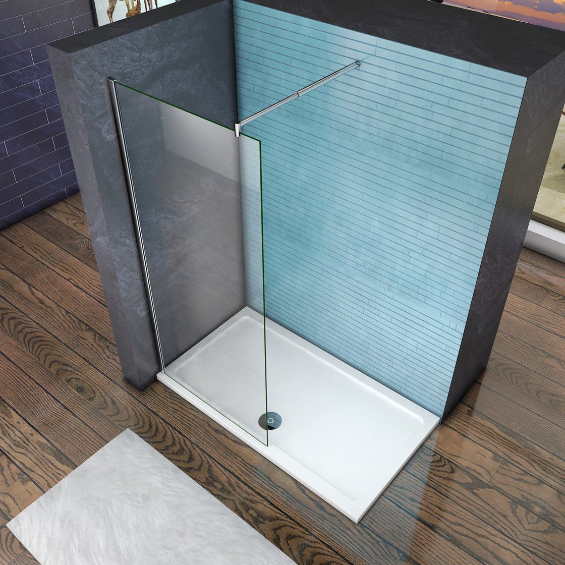 8mm Easy-Clean Nano Glass Walk-In Shower Screen 120x200cm with Stabilizing Bar - F123 | Frameless Bathroom Divider for Modern Home & Spa-Like Experience