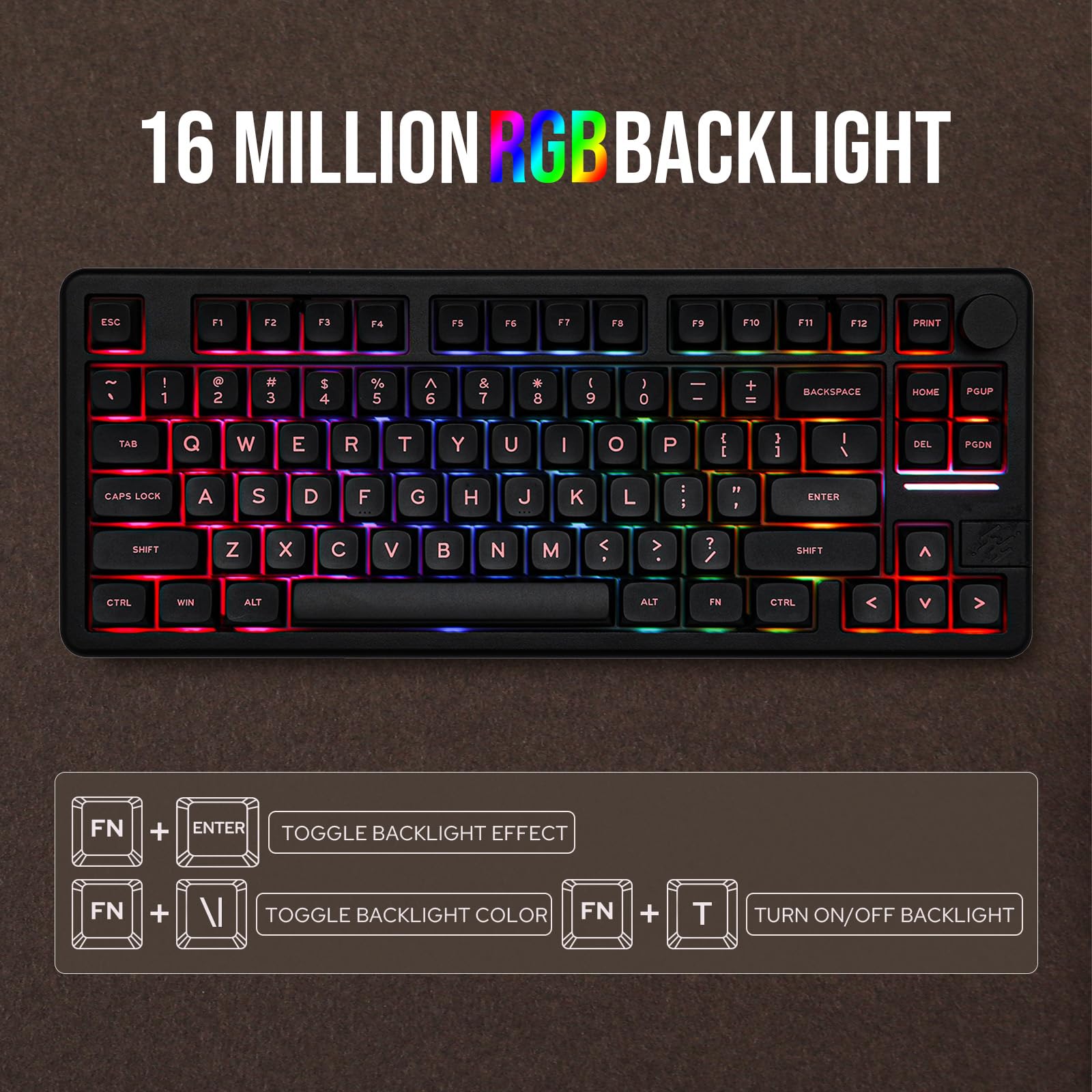 EPOMAKER Galaxy70 75% Wireless Mechanical Gaming Keyboard - Bluetooth 5.0/2.4GHz/USB-C Wired Aluminum Keyboard with Hot-Swappable Petal Switches (Black) - Perfect for Esports, Office Work & Typing Enthusiasts