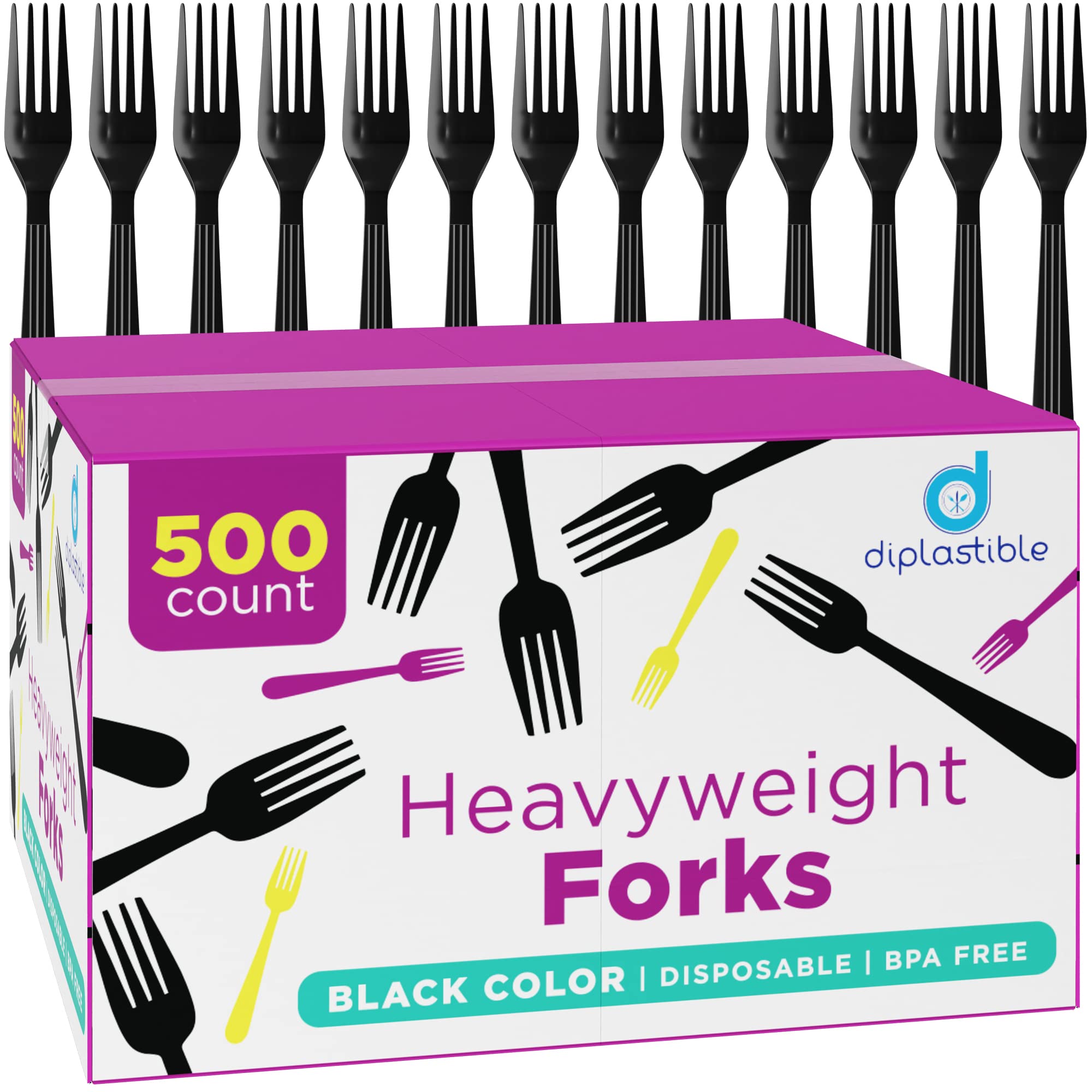 Heavy Duty Disposable Plastic Forks - 500 Pack for Parties, Events & Celebrations - Durable Plastic Cutlery for BBQ, Picnics, Catering & Outdoor Dining