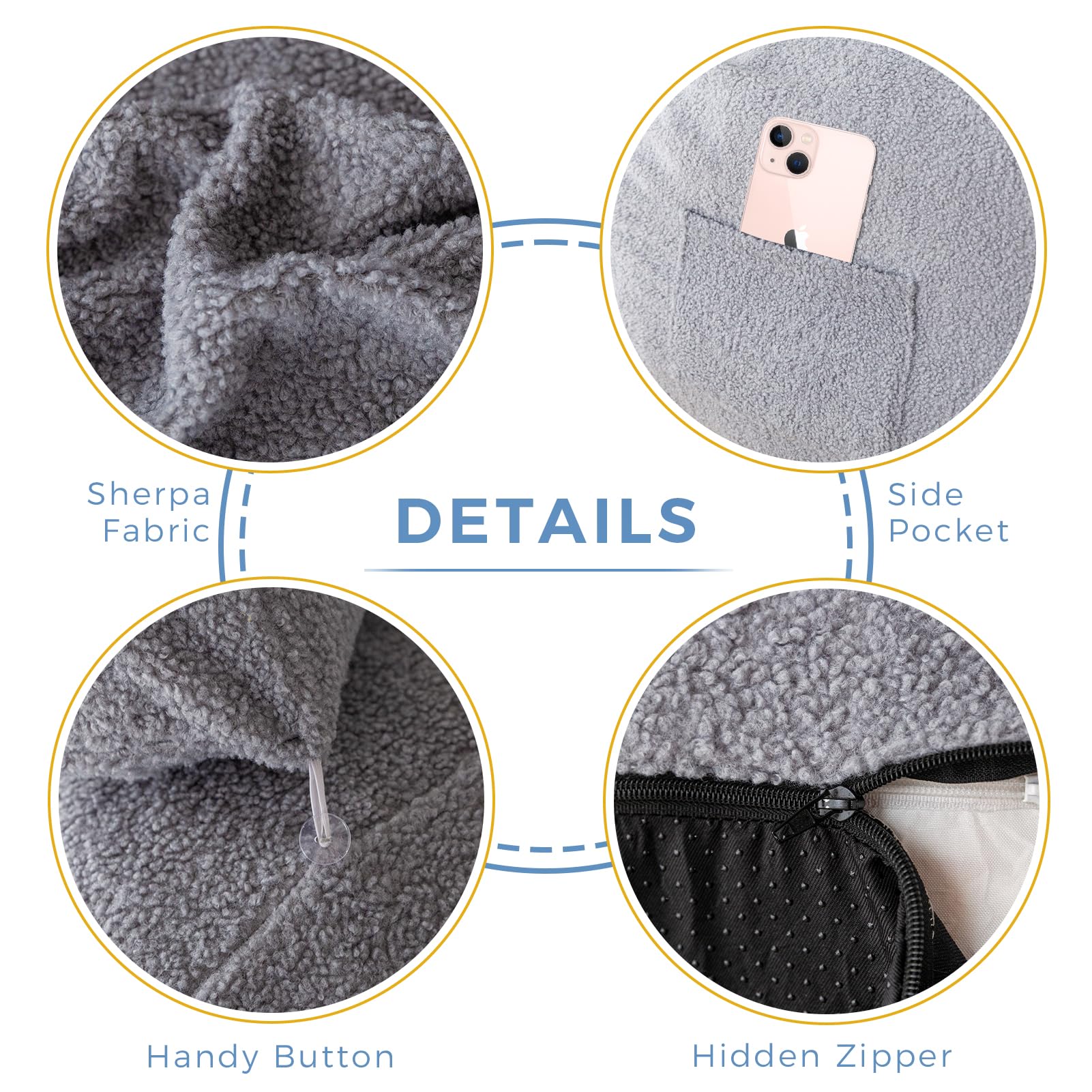 MAXYOYO Oversized Fuzzy Bean Bag Chair with Pillow - Extra Large Comfy Lounger for Adults & Teens - Perfect for Reading Nook, Gaming Room, Movie Night & Dorm Relaxation - Soft Grey Fabric