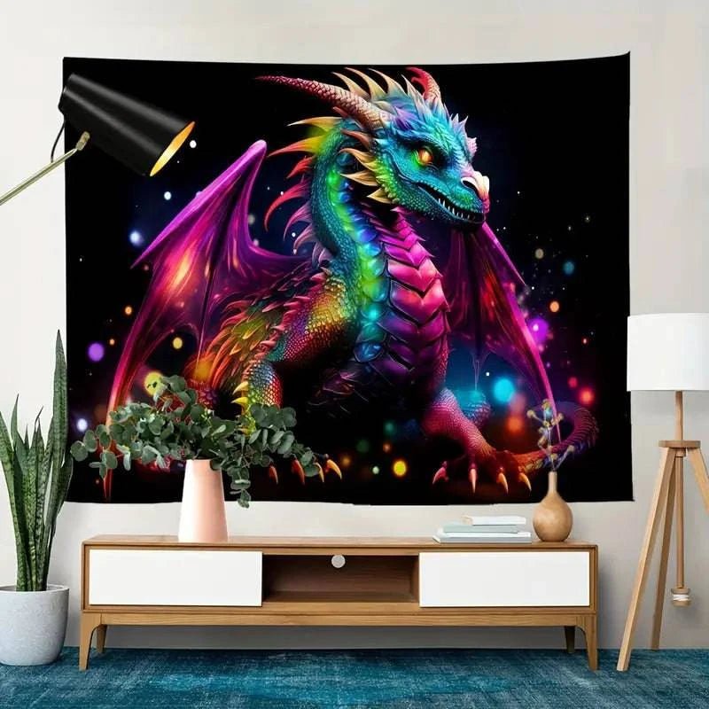 Dragon Landscape Wall Art - Hand-Painted Canvas Print for Home & Office Decor | Perfect for Living Room, Bedroom, or Office Wall Decorations