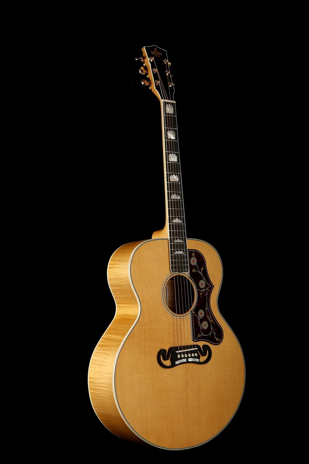 Sigma GJA SG200 'Antique Natural' Jumbo Acoustic Electric Guitar - Professional Full-Size Guitar for Live Performances & Studio Recording