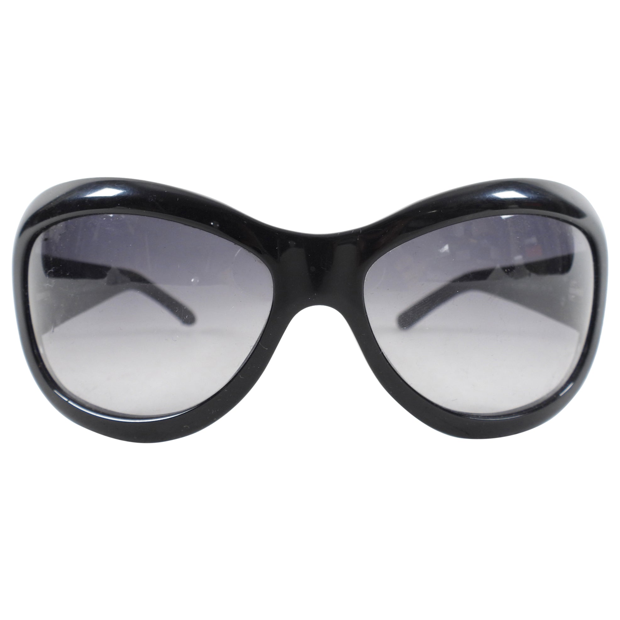 Chanel 5116 Black Acetate Wrap Sunglasses with Leather Arms - Stylish UV Protection for Women - Perfect for Outdoor Activities, Beach & Driving