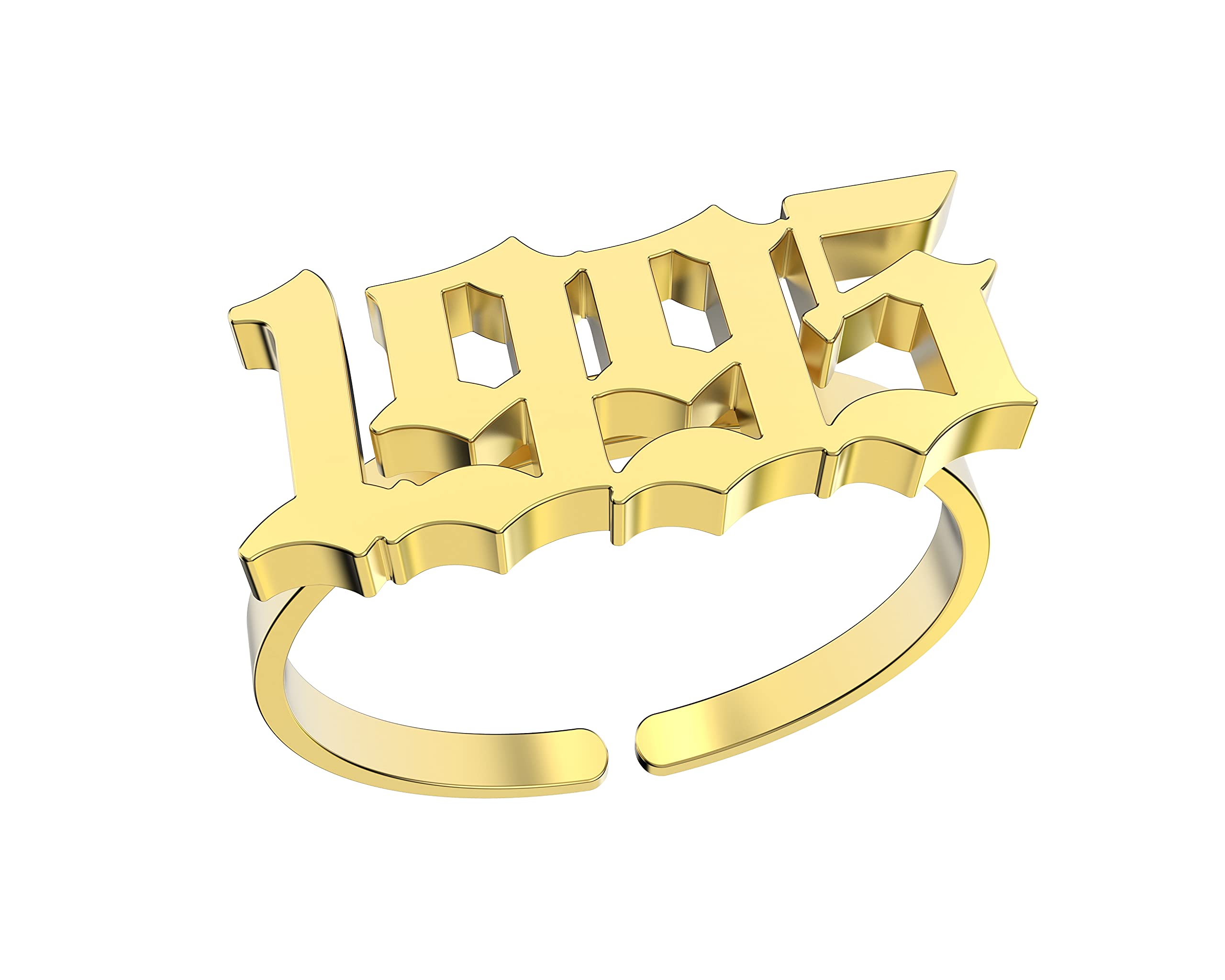 Haobase Stainless Steel Birth Year Rings for Women & Men - Adjustable Gold Wedding Band Jewelry - Perfect for Anniversaries, Engagements & Gifts