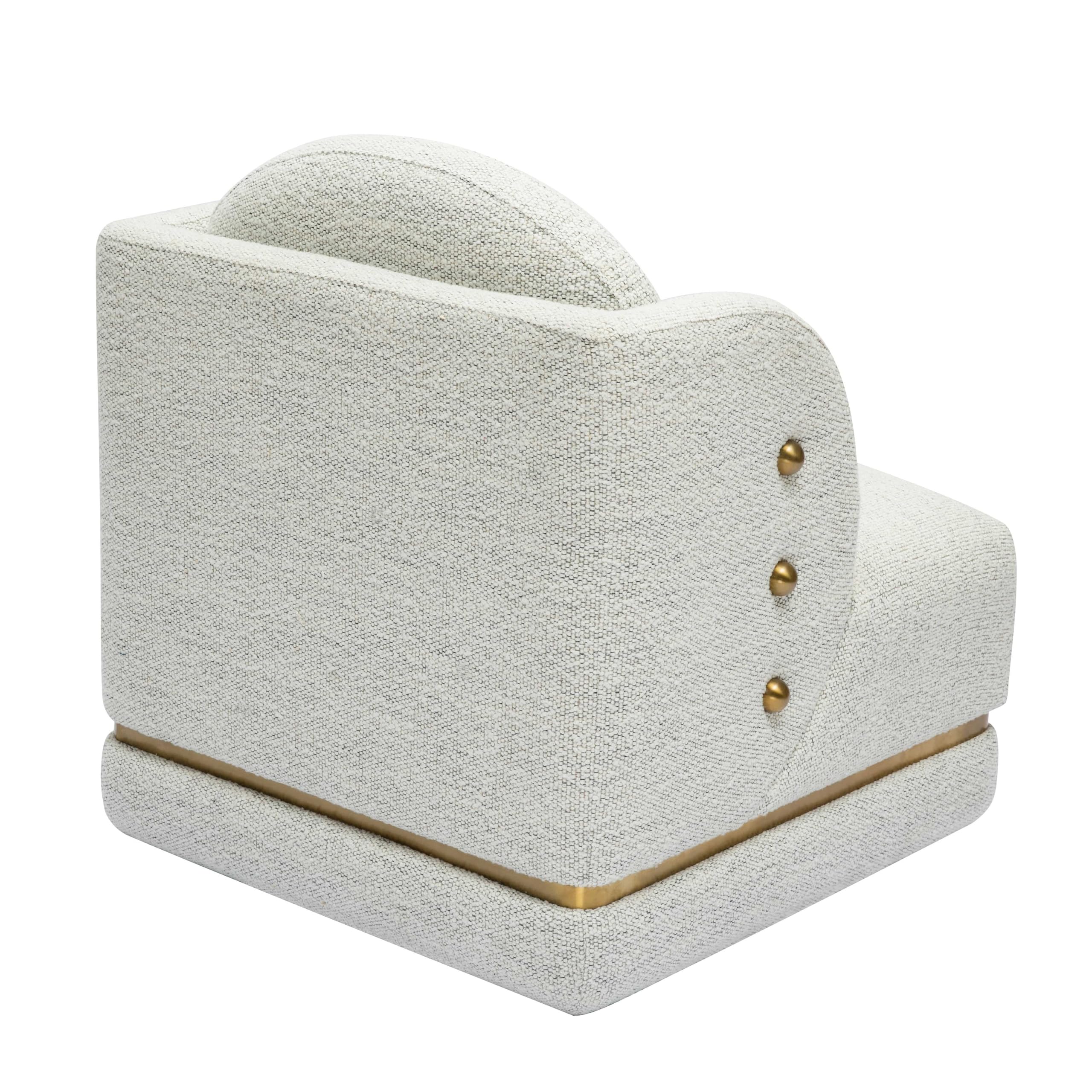 Tov Furniture Earl Nubby Cotton White Chenille Accent Chair - Modern Living Room Armchair for Home Decor & Cozy Reading Nook