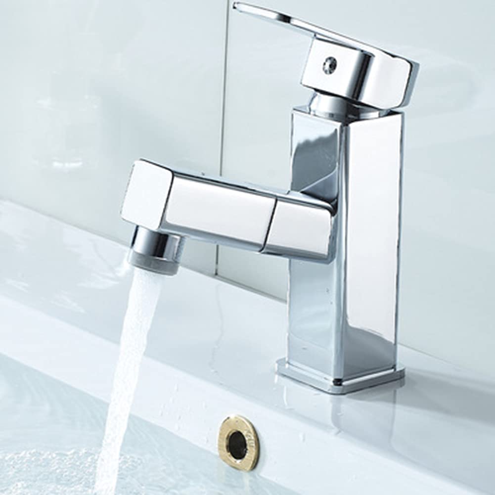 ASDFGG Solid Brass Kitchen Faucet with Pull Out Sprayer, Two Water Modes, Single Hole Deck Mount for Sink and Bathroom, Ideal for Modern Home and Commercial Use